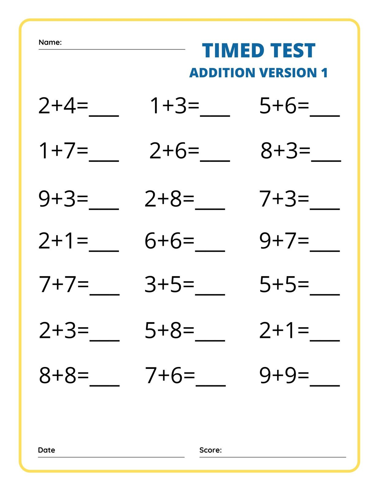 Free, Printable, Customizable Math Worksheet Templates | Canva pertaining to Free Printable Diagnostic Math Assessment