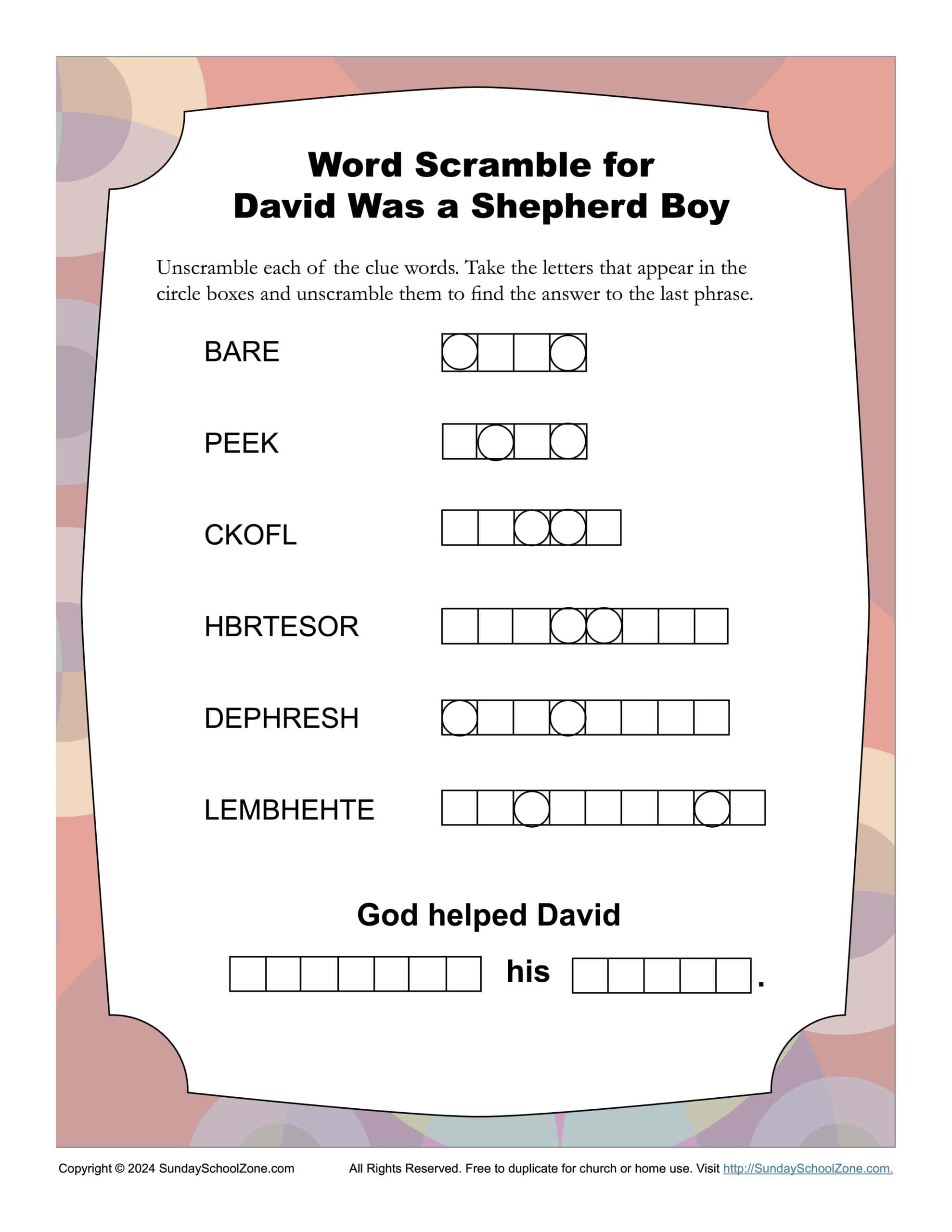 Free, Printable David Bible Activities On Sunday School Zone with Free Printable Bible Activity Sheets