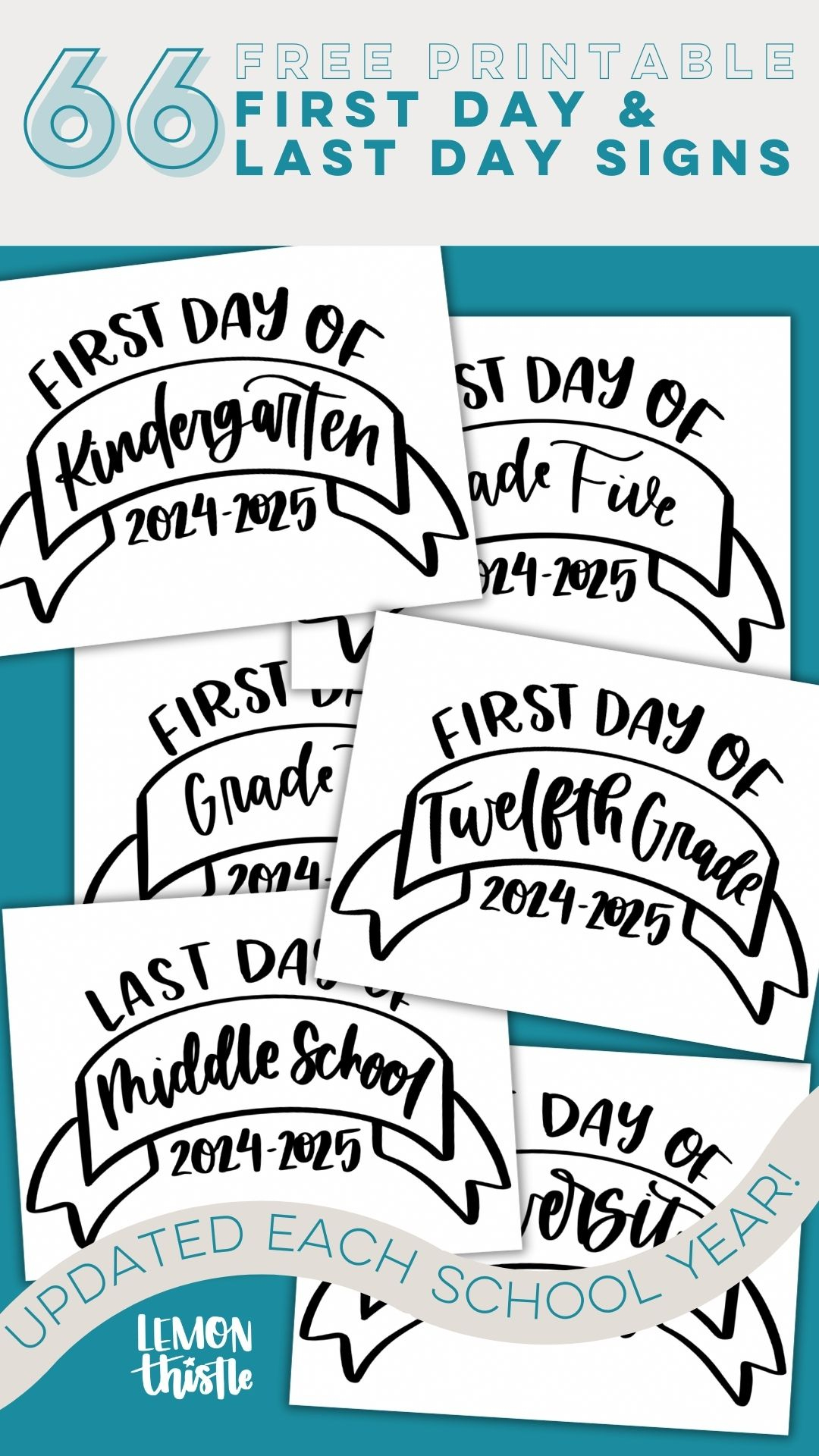 Free Printable First Day Of School Signs (And Last Day!) - Lemon with First Day Of School Printables Free Free Download