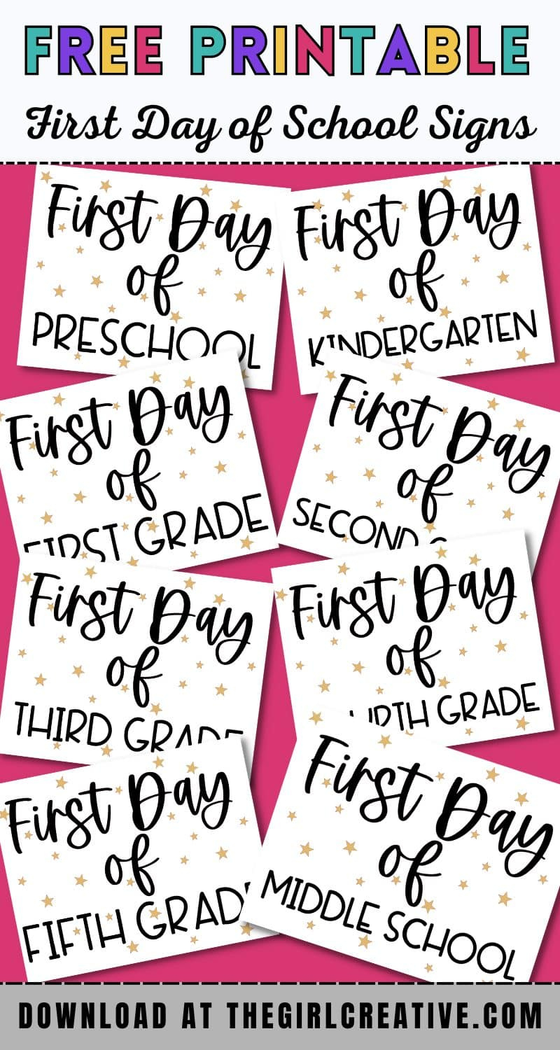 Free Printable First Day Of School Signs For Back To School - The with First Day of School Printables Free Free Download