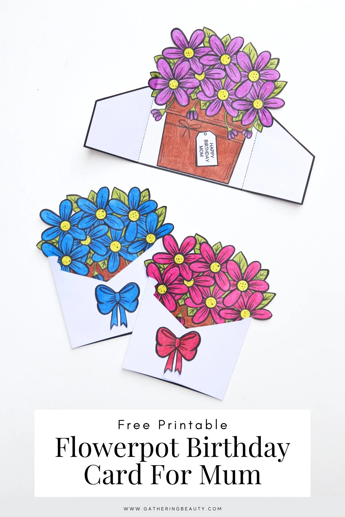 Free Printable Flowerpot Birthday Cards For Mum — Gathering Beauty in Happy Birthday Mom Printable Card