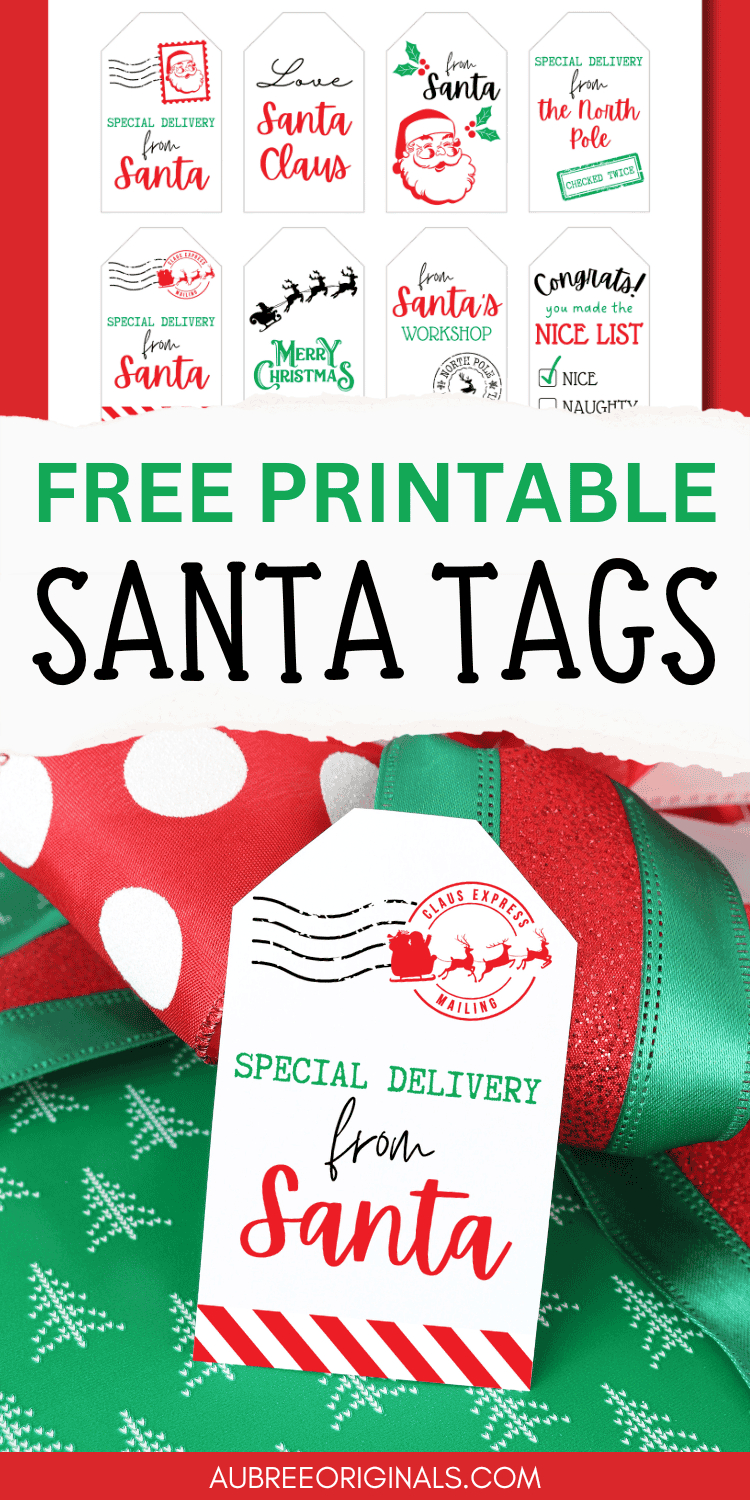 Free Printable "From Santa" Gift Tags For Christmas - Aubree Originals pertaining to Free Printable Secret Santa Tags