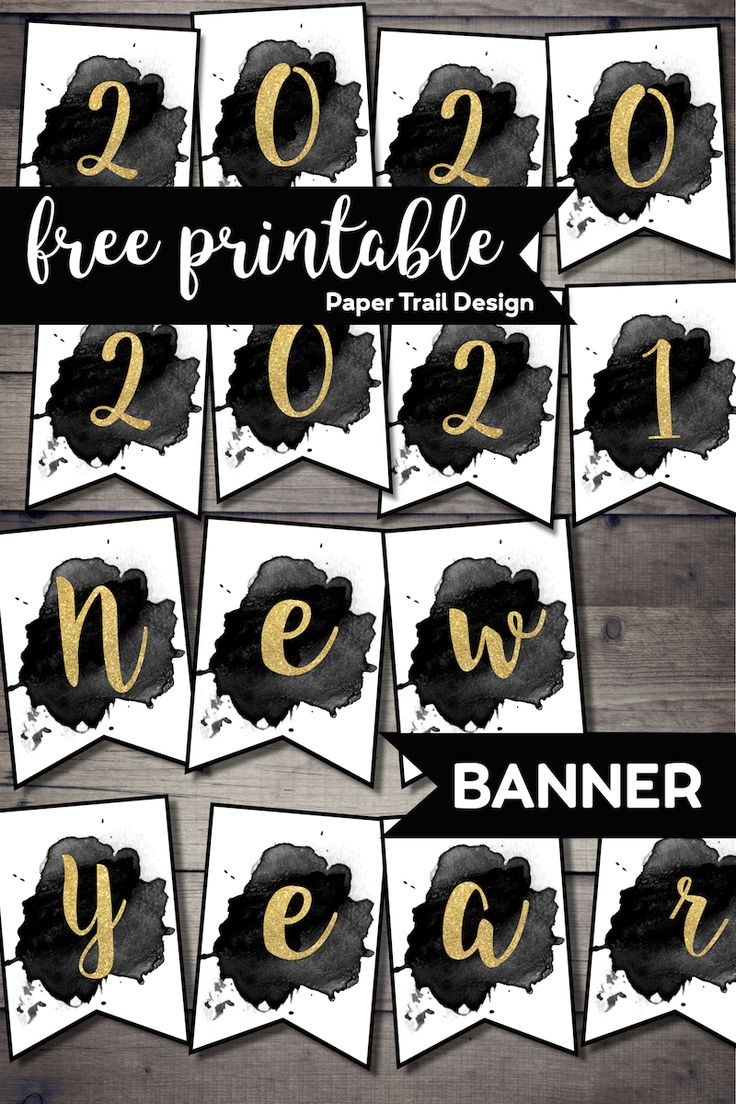 Free Printable Happy New Year Banner - Paper Trail Design within Happy New Year Banner Printable