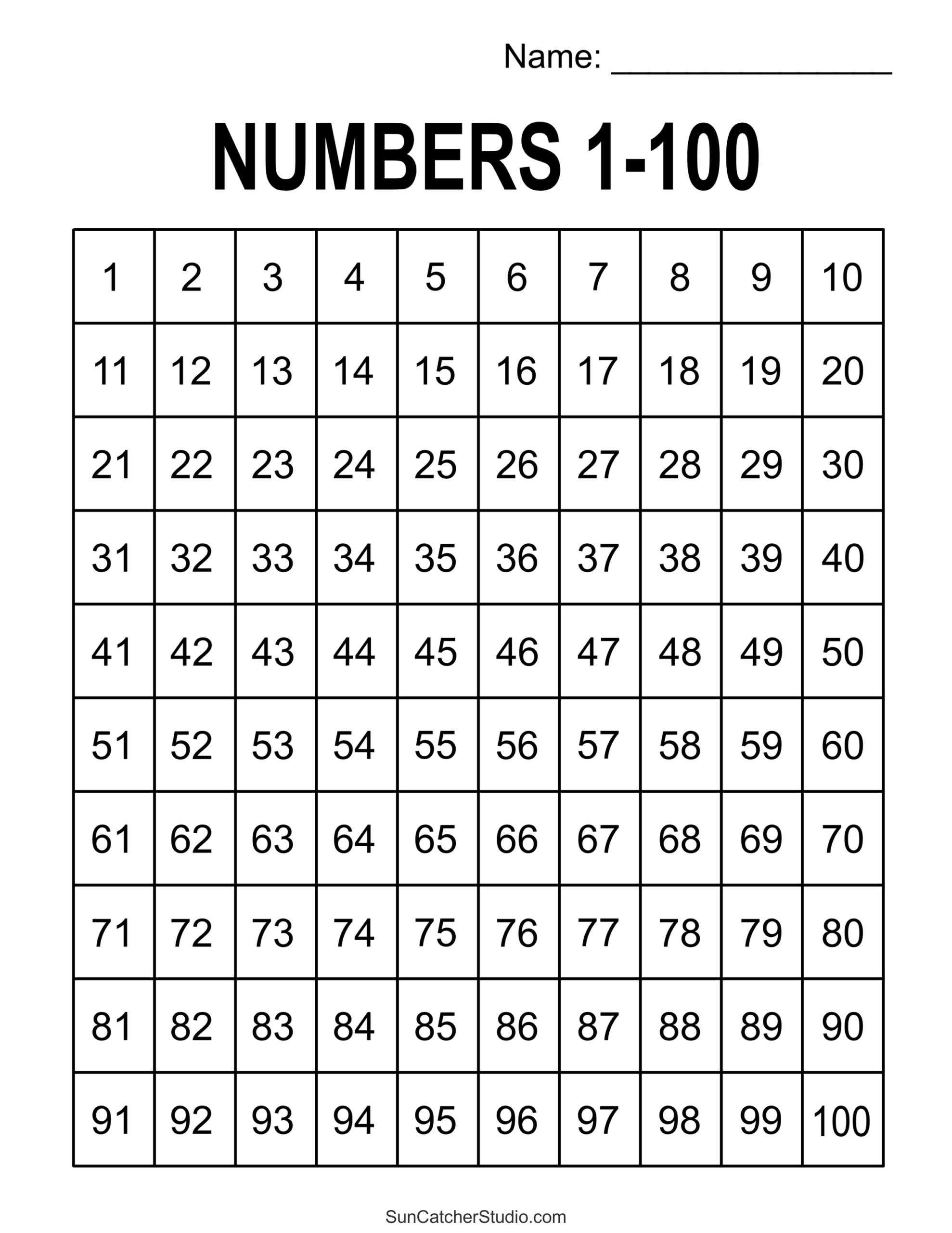 Free Printable Hundreds Charts (Numbers 1 To 100) – Free with 100 Chart Printable Free