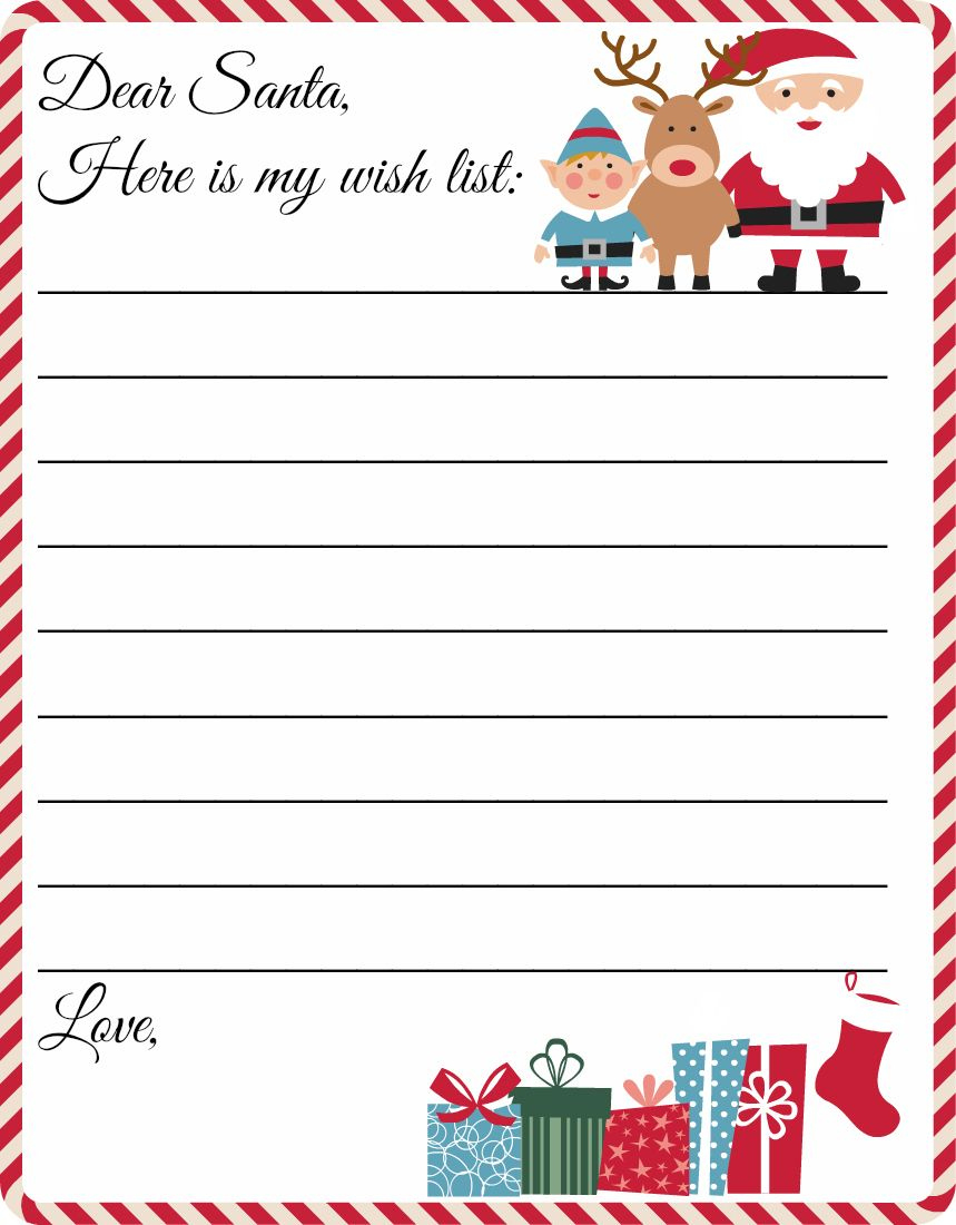 Free Printable Letter To Santa Template ~ Cute Christmas Wish List in Dear Santa Wish List Printable