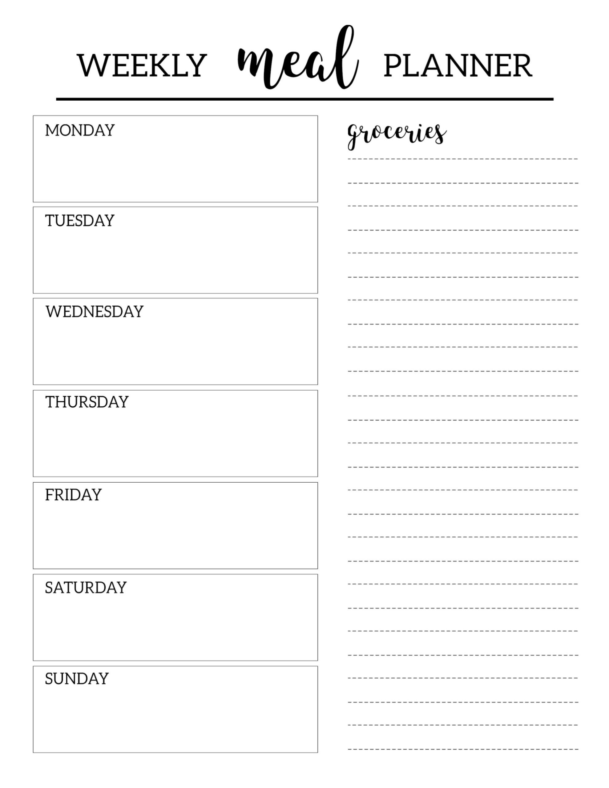 Free Printable Meal Planner Template - Paper Trail Design for Free Printable Meal Planner Template