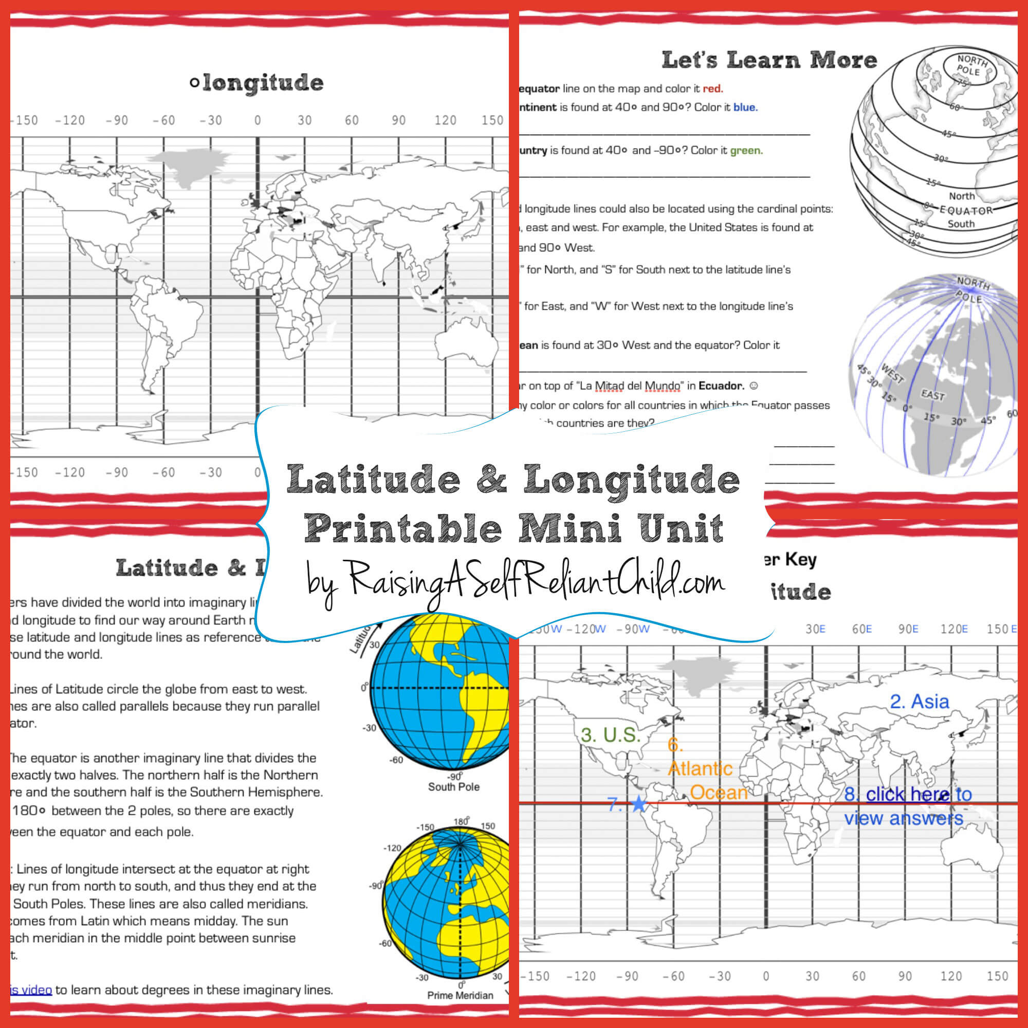 Free Printable Mini Unit Latitude And Longitude For Kids with regard to Latitude and Longitude Free Printable Worksheets