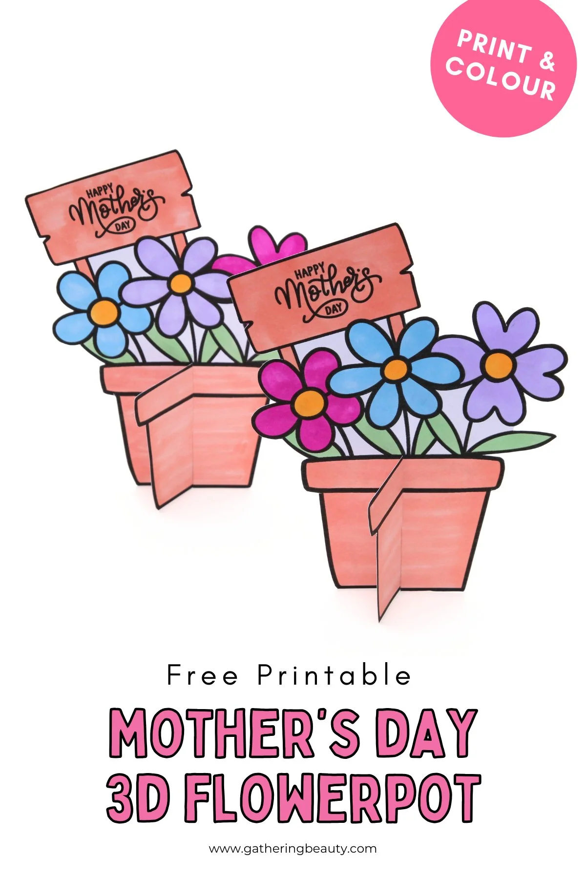 Free Printable Mother'S Day 3D Flowerpot Card — Gathering Beauty with Printable Mother's Day Cards For Kids
