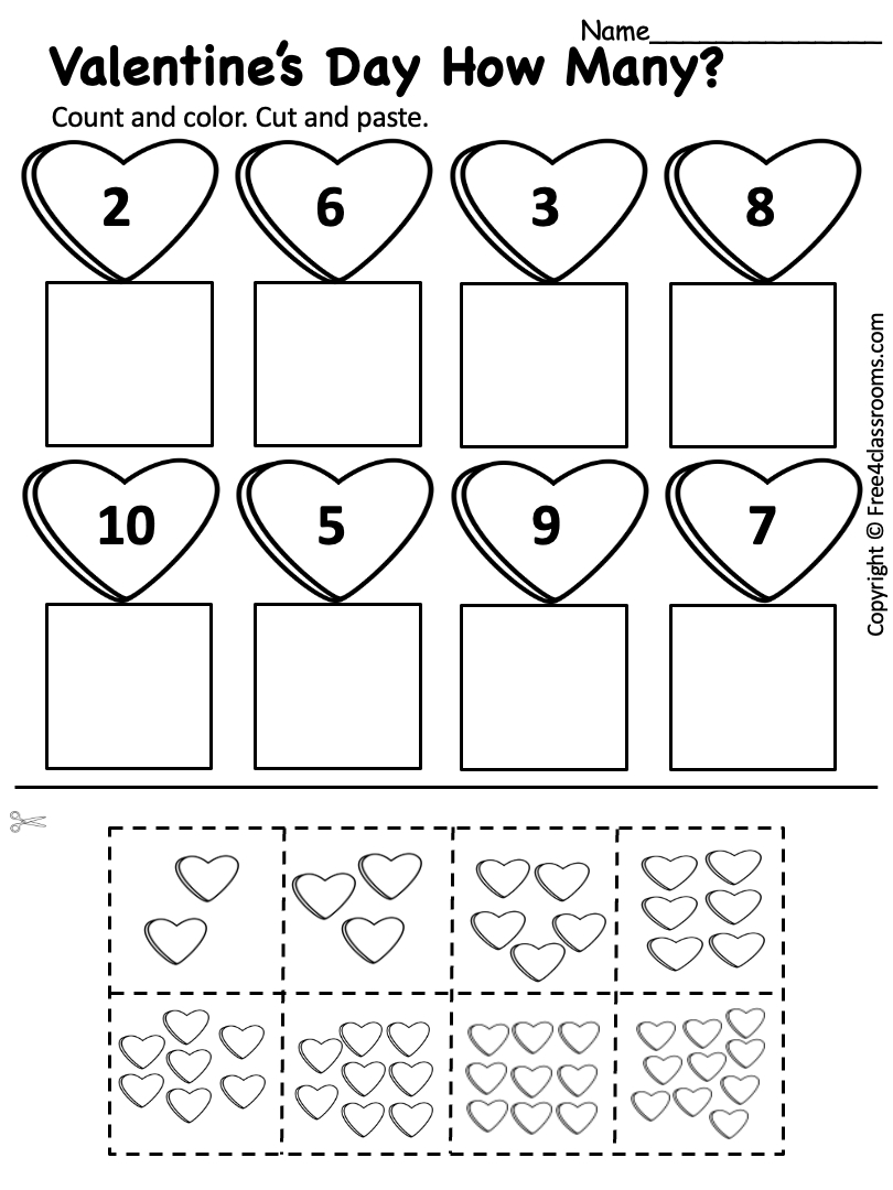 Free Printable Preschool Worksheet - Valentines Day Cut And Paste throughout Free Printable Valentine's Day Worksheets