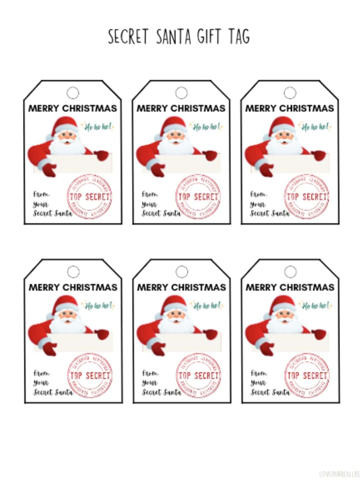 Free Printable Santa Gift Tags (Download Instantly To Print throughout Free Printable Secret Santa Tags