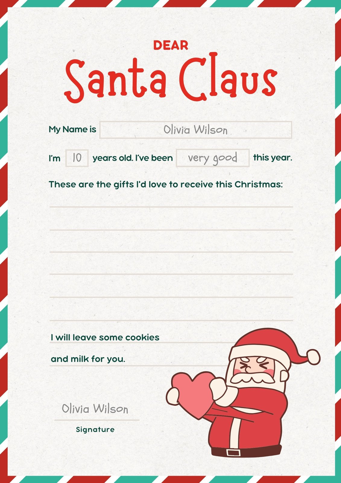 Free Printable Santa Letter Templates You Can Customize | Canva in Blank Letter To Santa Printable