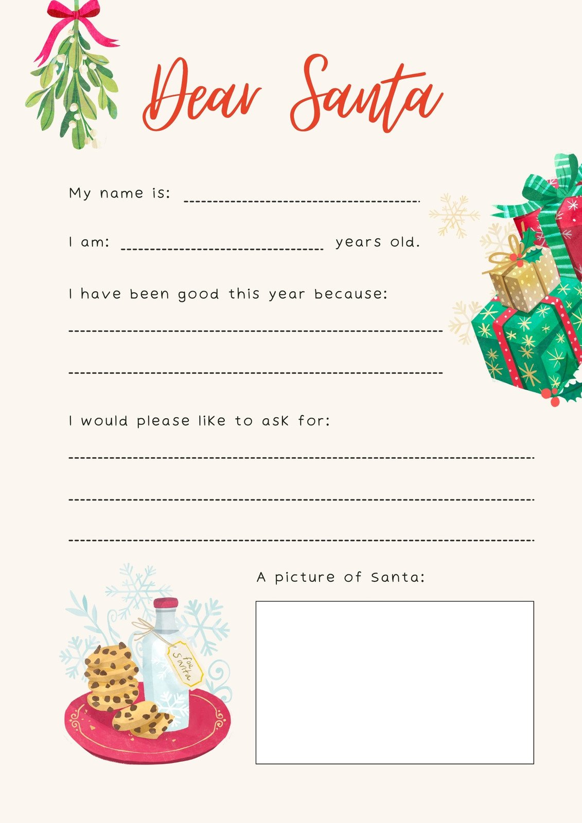 Free Printable Santa Letter Templates You Can Customize | Canva regarding Dear Santa Wish List Printable