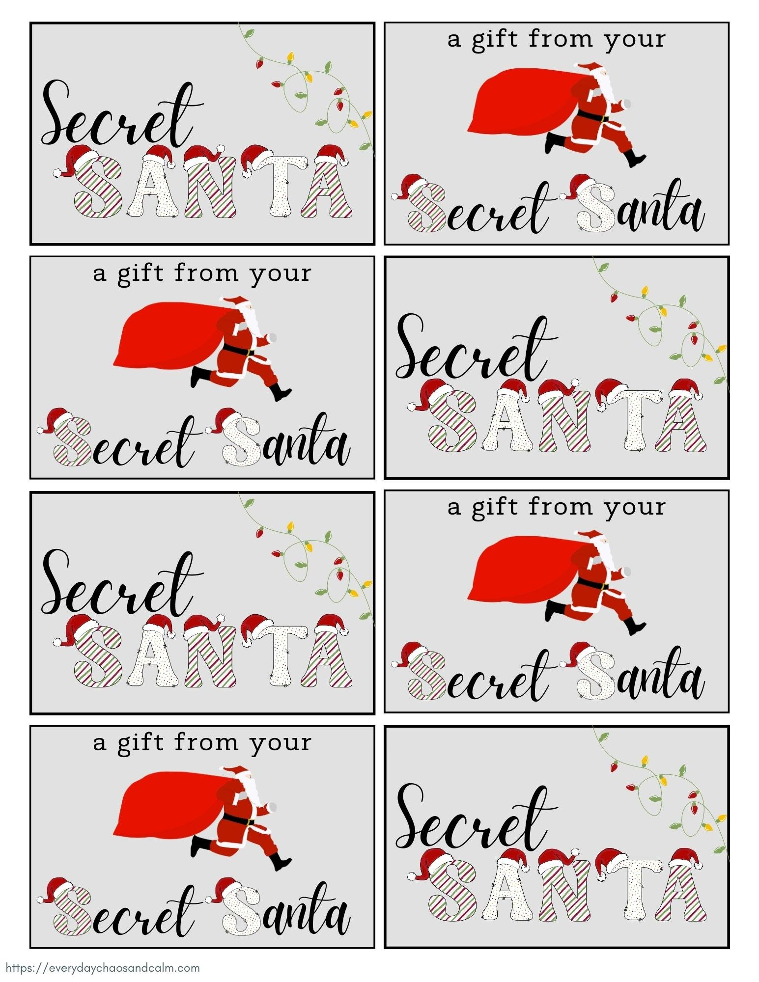 Free Printable Secret Santa Gift Tags pertaining to Free Printable Secret Santa Tags