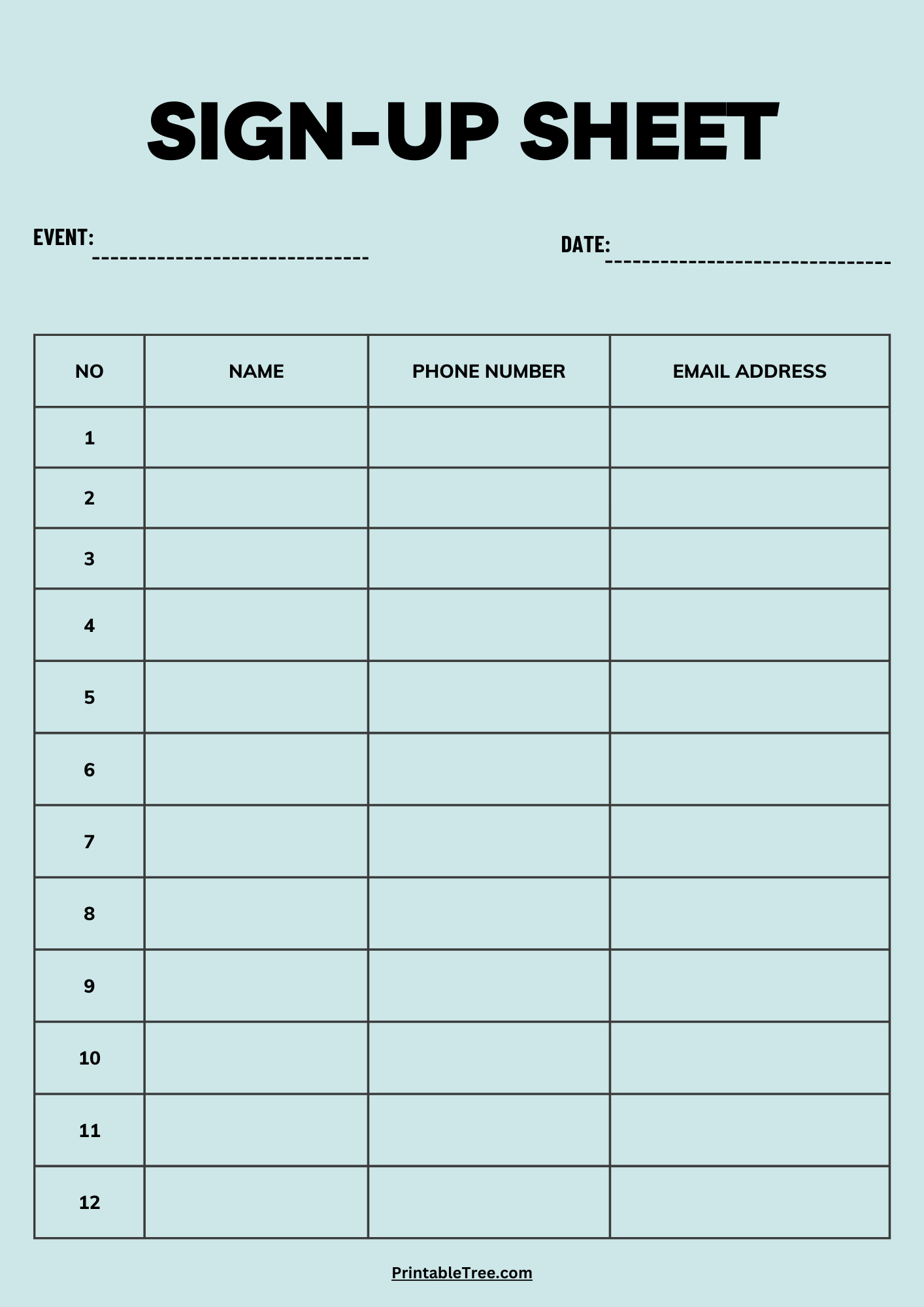 Free Printable Sign-Up And Sign-In Sheet Pdf Templates throughout Free Printable Sign Up Sheets