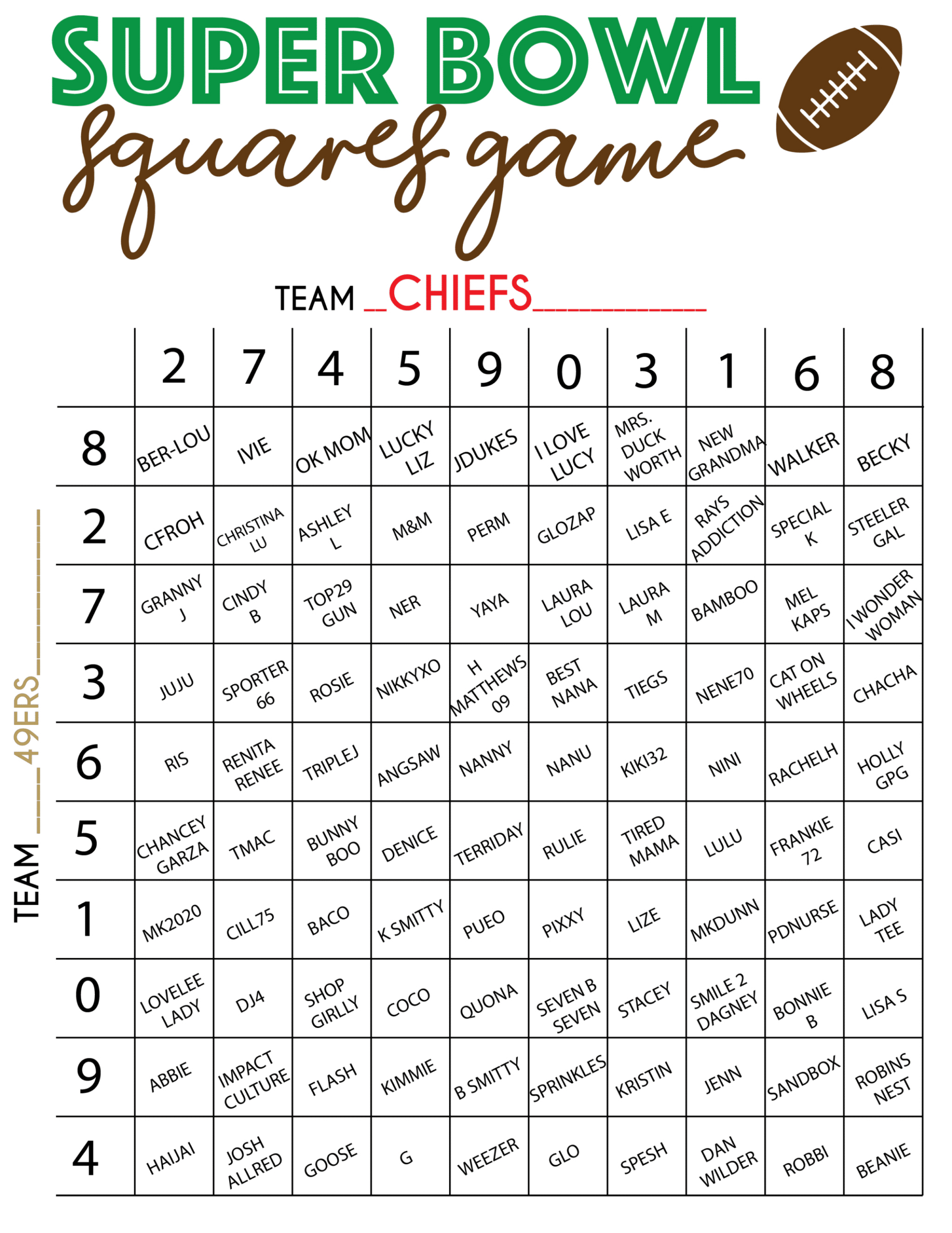 Free Printable Super Bowl Squares Template - Play Party Plan throughout Super Bowl Squares Free Printable