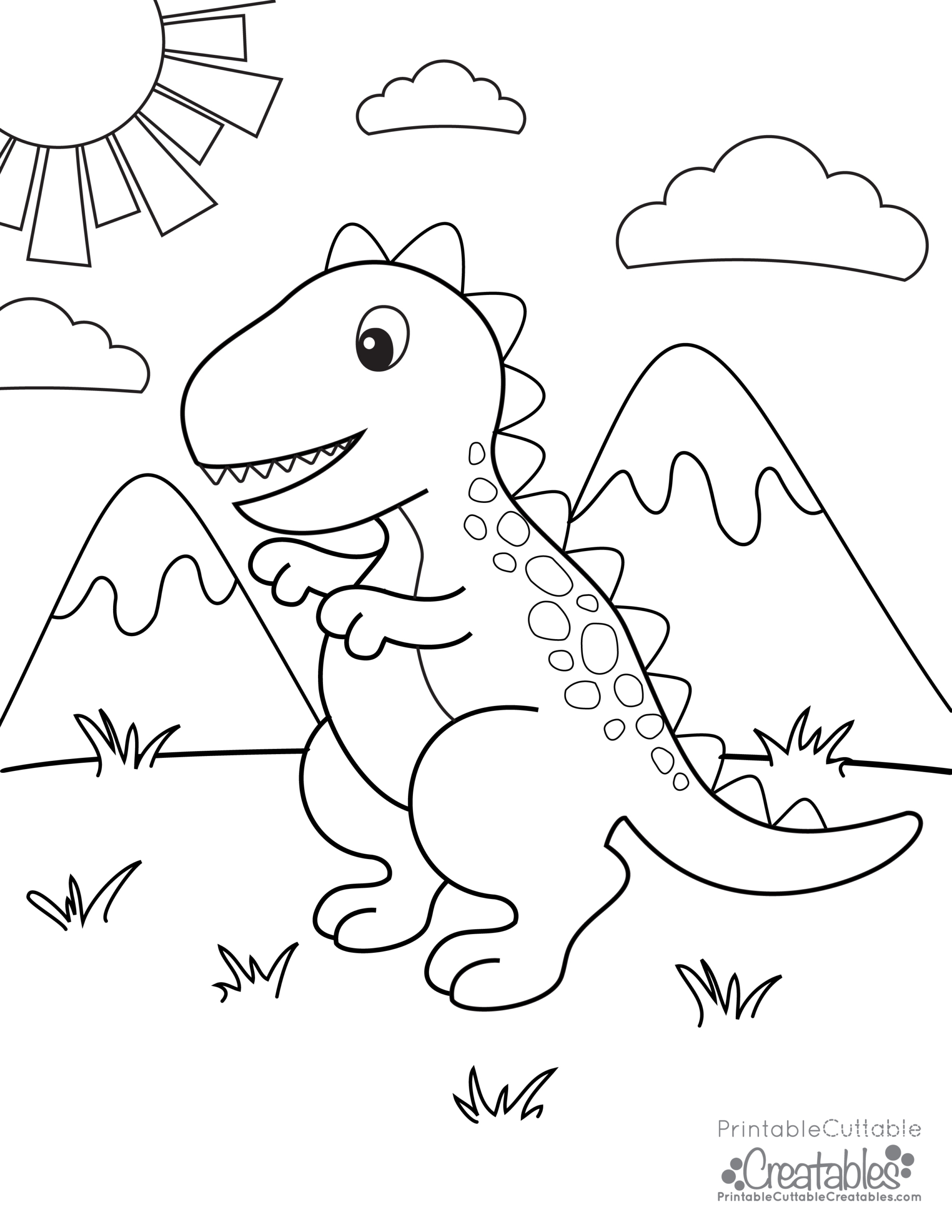 Free Printable T-Rex Dinosaur Coloring Page within Printable Picture of a Dinosaur