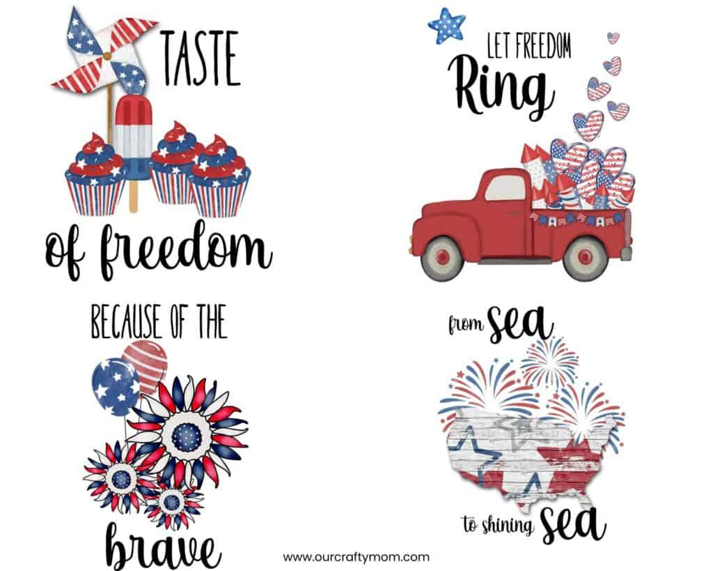 Free Printable Wall Art For 4Th Of July (Set Of 4 With Little Red intended for Free 4th of July Printables