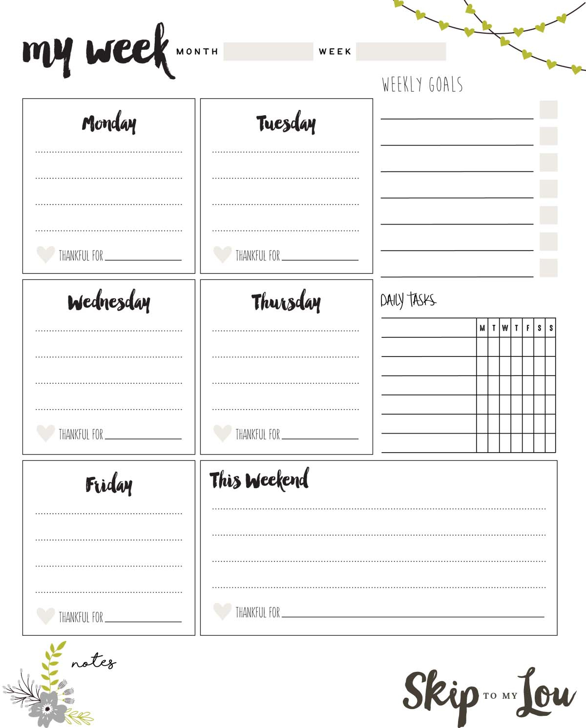 Free Printable Weekly Planner | Skip To My Lou for Weekly Schedule Template Free Printable