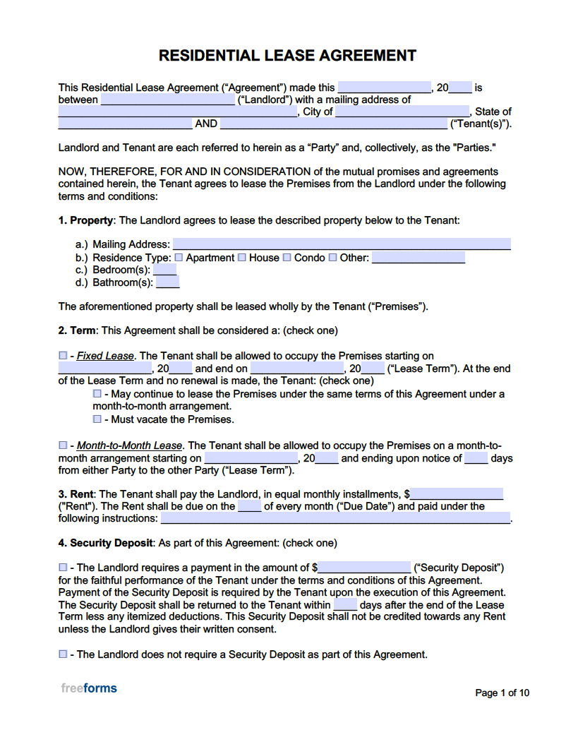 Free Rental / Lease Agreement Templates | Pdf | Word throughout Printable Rental Lease Agreement