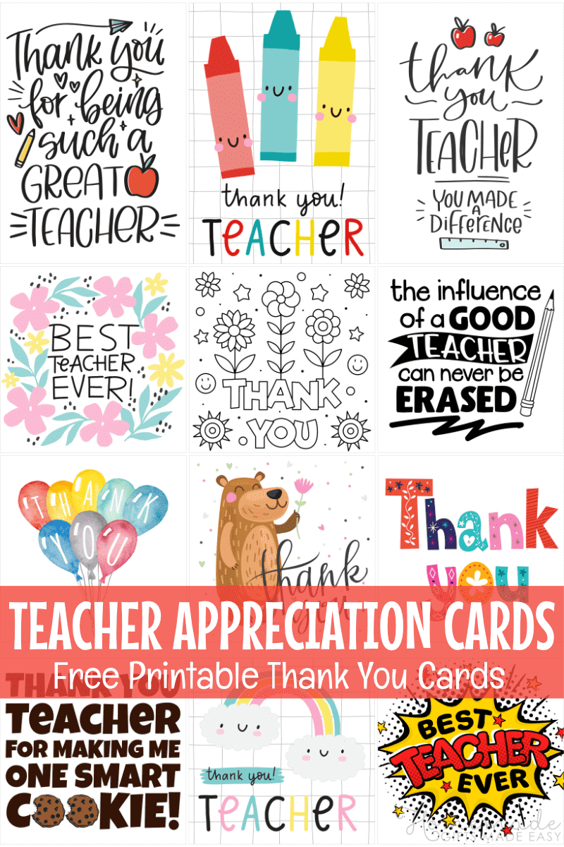 Free Teacher Appreciation Cards &amp;amp; Thank You Cards For Teachers 2025 pertaining to Thank You Card For Teachers Printable Free