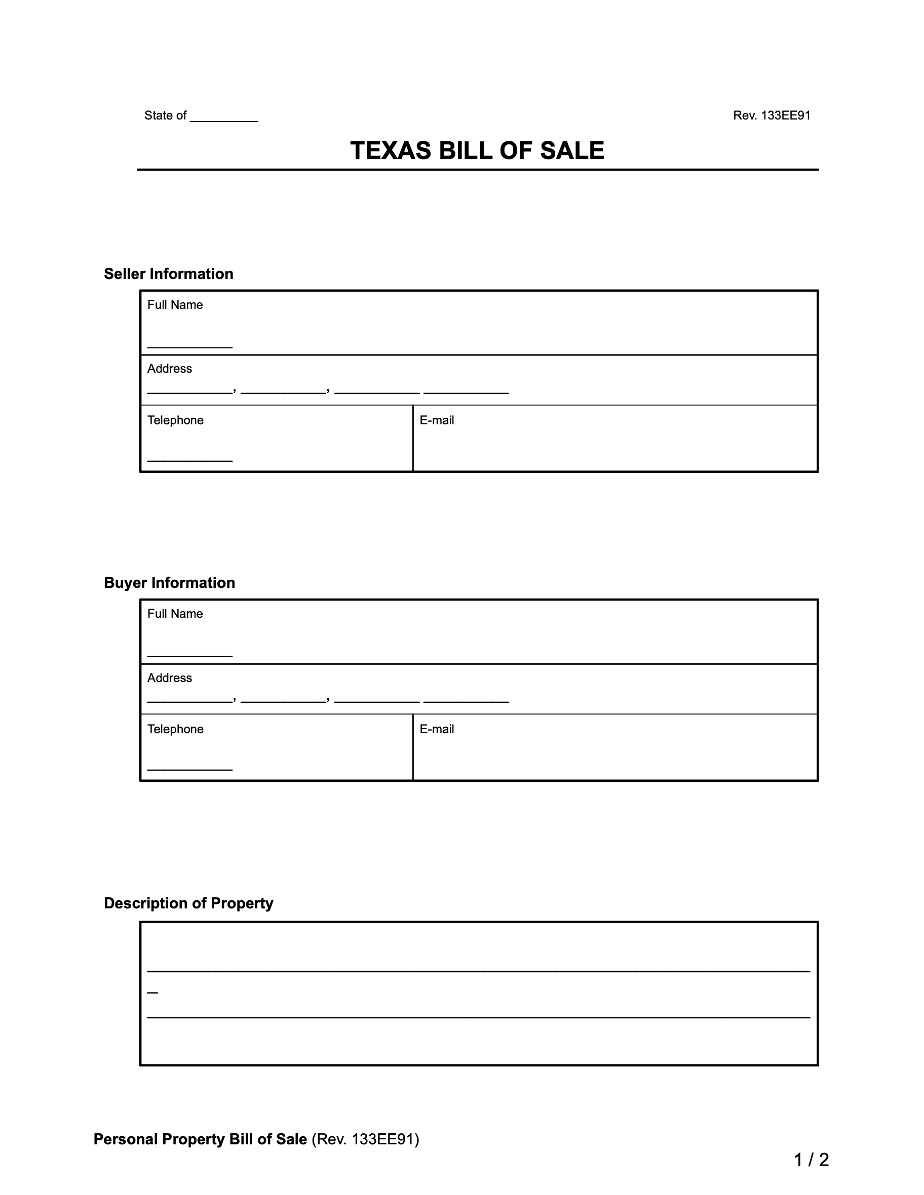 Free Texas Bill Of Sale Forms | Pdf &amp;amp; Word intended for Texas Bill Of Sale Printable