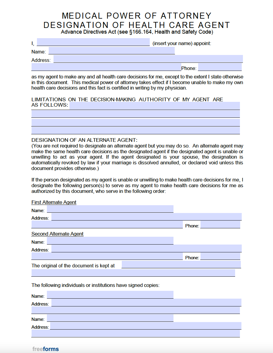 Free Texas Medical Power Of Attorney Form | Pdf within Medical Power Of Attorney Printable