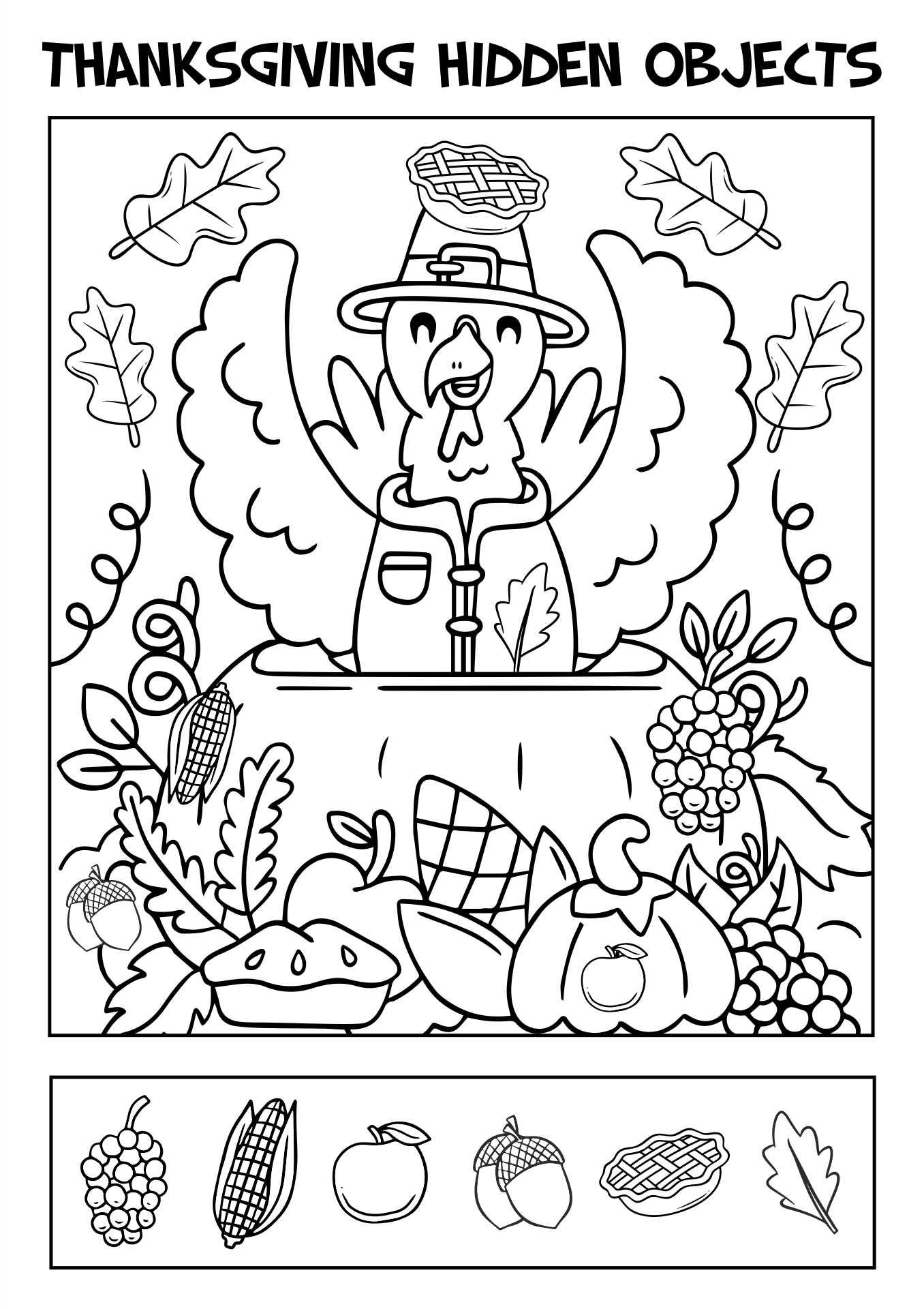 Free Thanksgiving Hidden Picture Worksheet, Download Free for Thanksgiving Hidden Pictures Printables Free