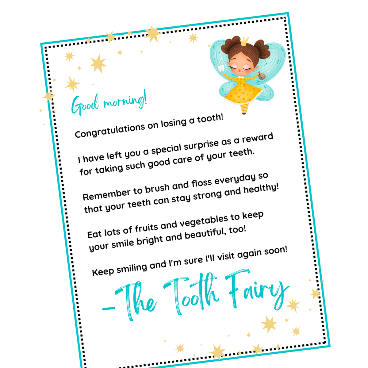 Free Tooth Fairy Letter Printable Your Kid Will Love regarding Note From The Tooth Fairy Printable
