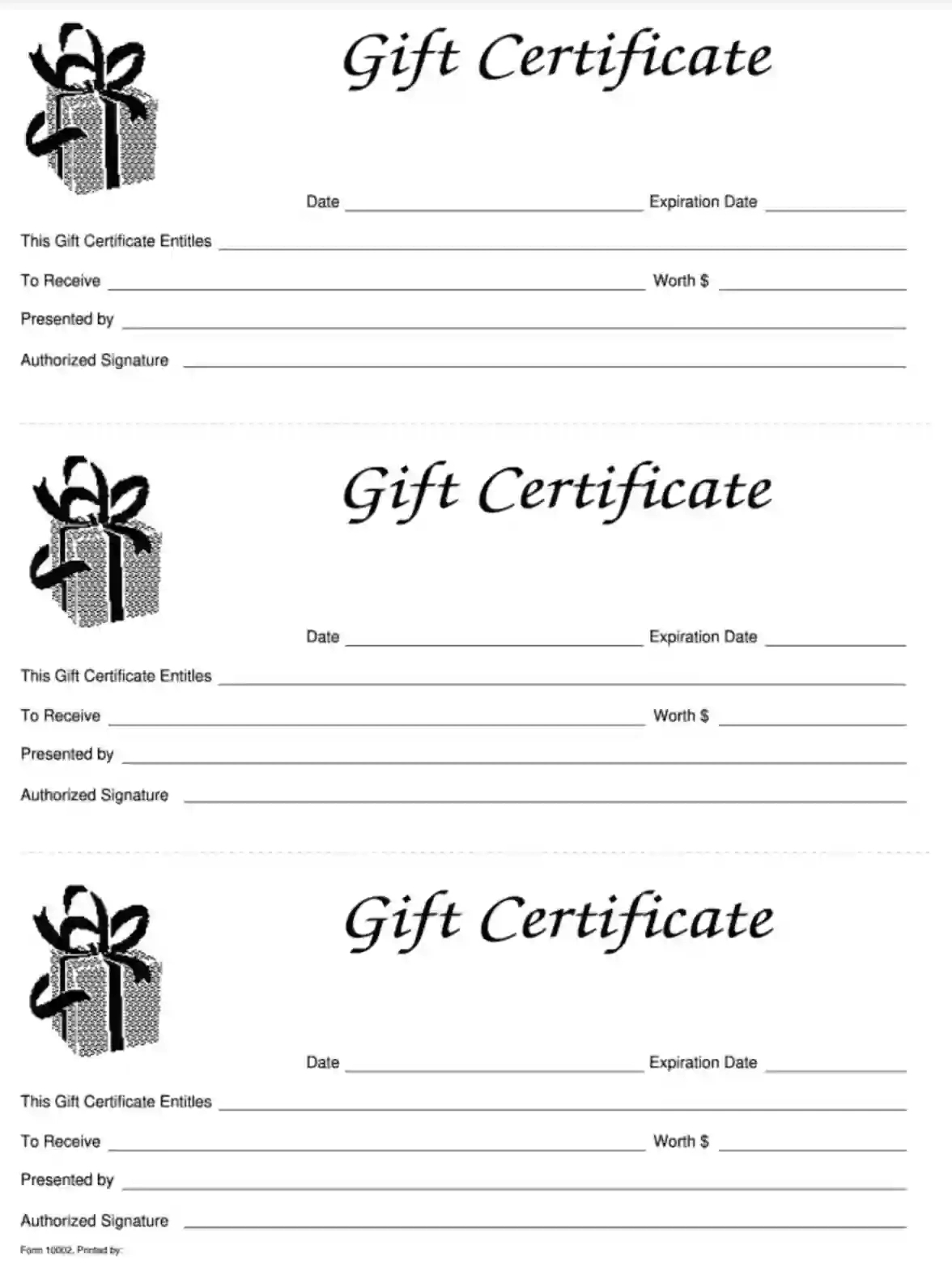 Gift Certificate Template ≡ Fill Out Printable Pdf Forms Online with Free Printable Gift Certificate Forms