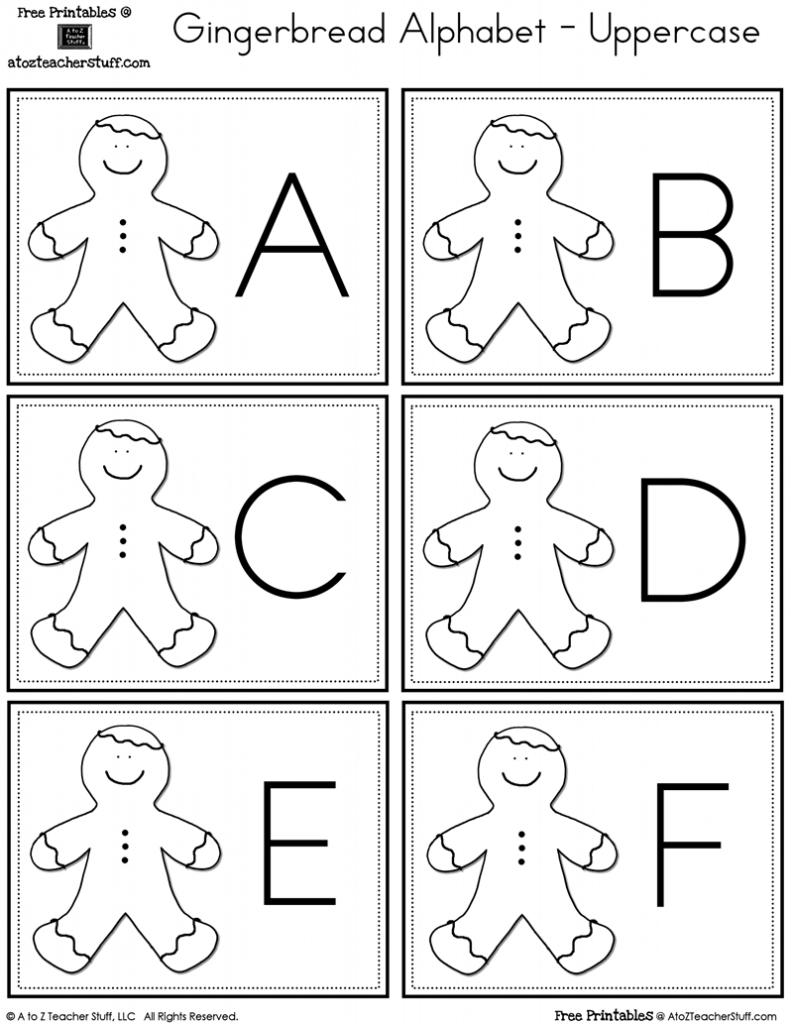 Gingerbread Printable Alphabet Cards Uppercase Letters | A To Z in A to Z Teacher Stuff Printables