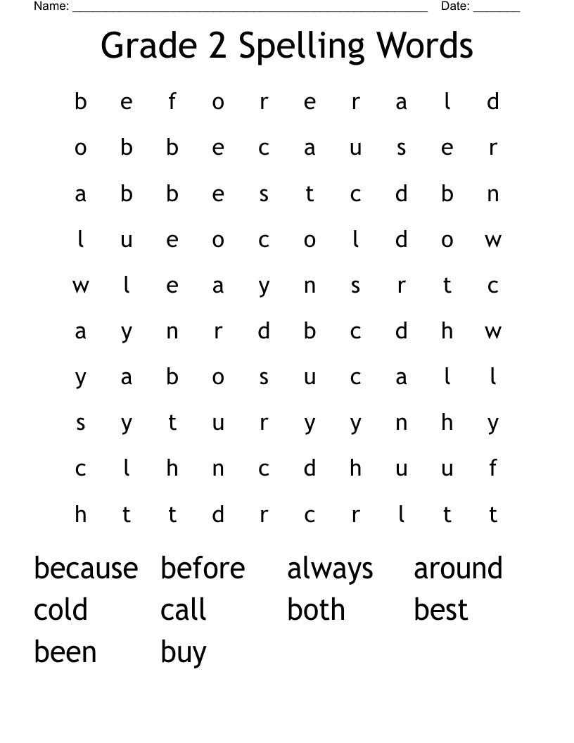 Grade 2 Spelling Words Word Search - Wordmint with regard to Free Printable Word Searches For 2Nd Graders