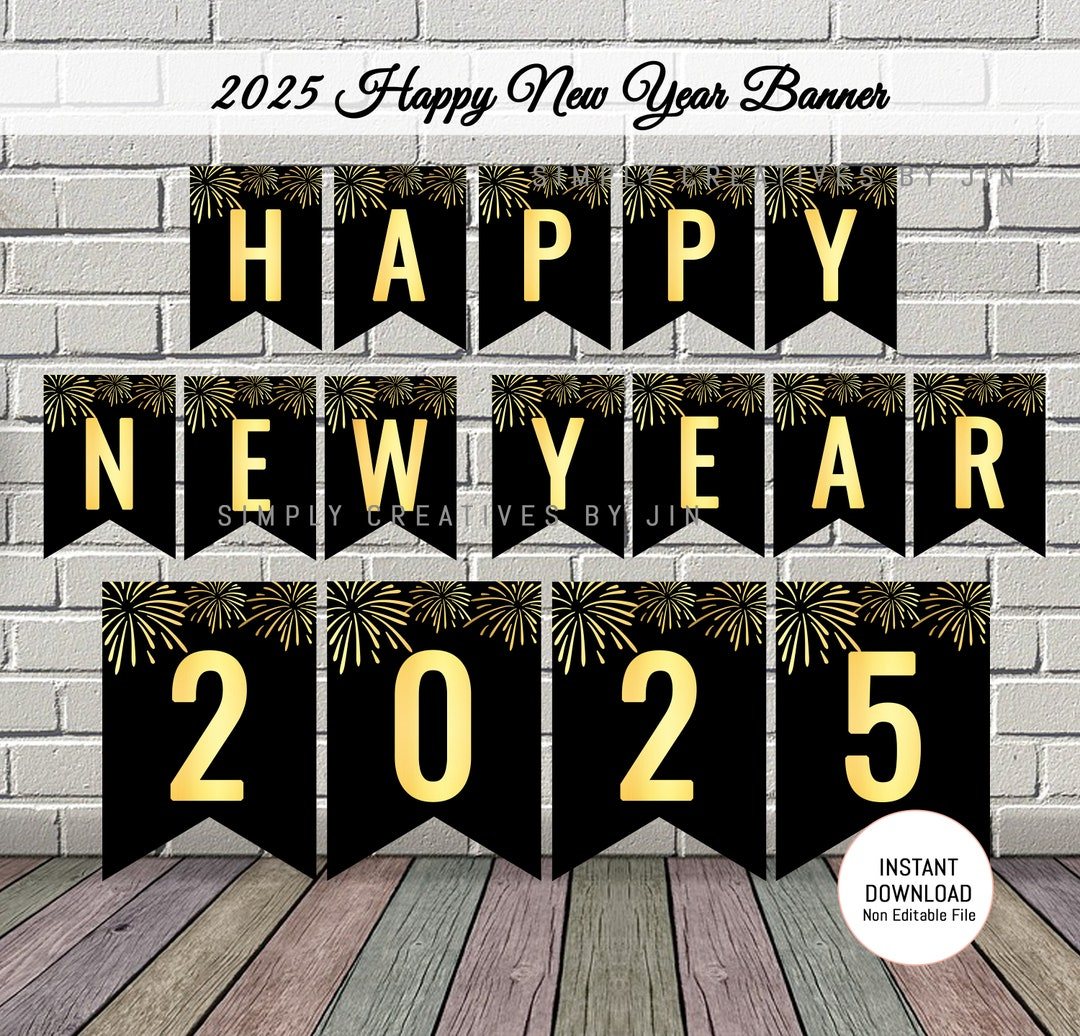 Happy New Year 2024 Printable | Instant Download - Etsy Canada pertaining to Happy New Year Banner Printable