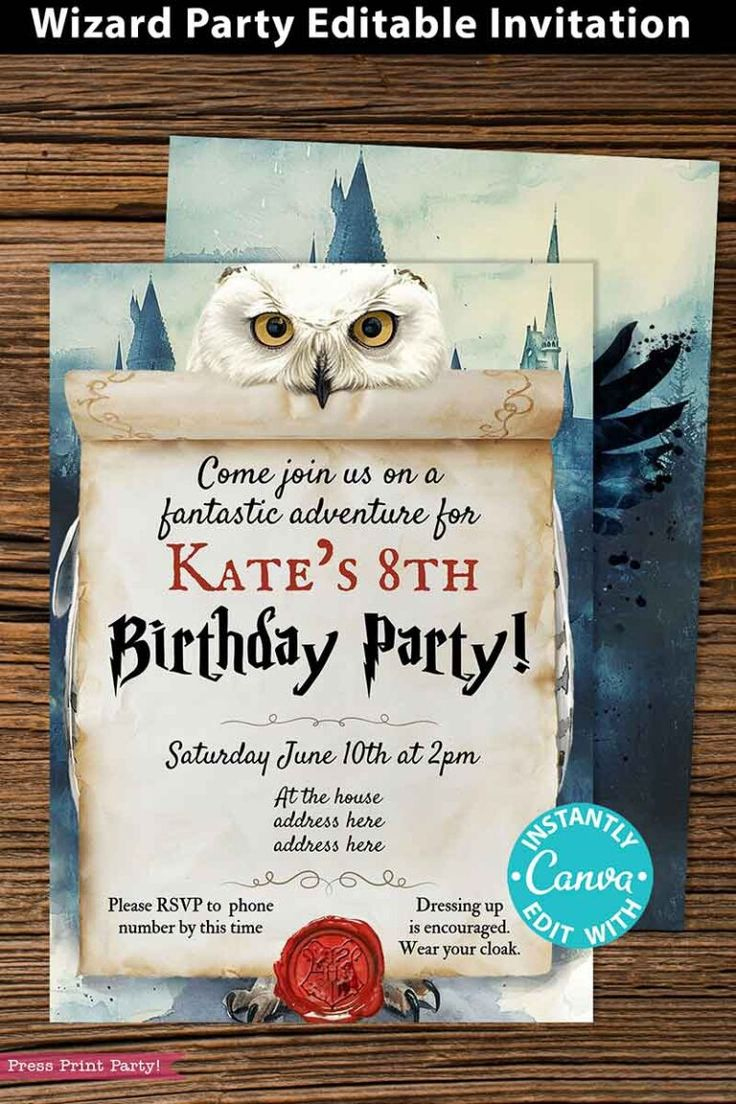 Harry Potter Invitation Template Printable - Wizard Party Invitation intended for Harry Potter Printable Birthday Invitations