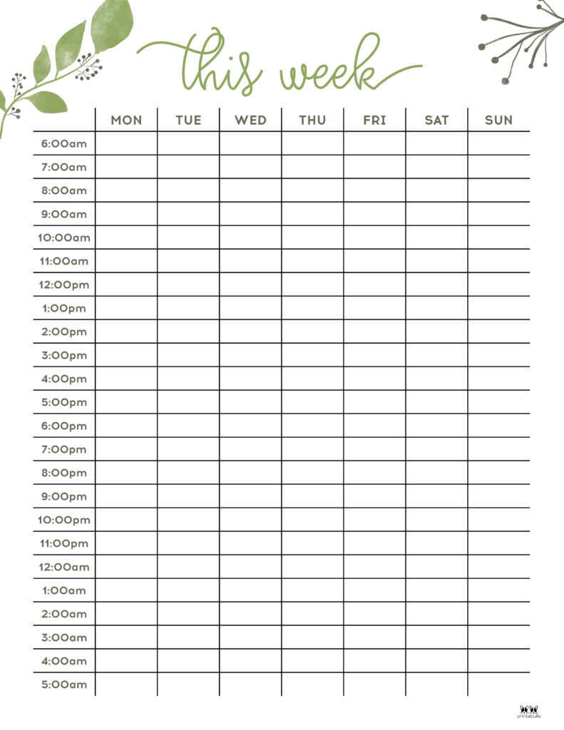 Hourly Planners - 20 Free Printables | Printabulls with regard to Weekly Hourly Planner Printable Free