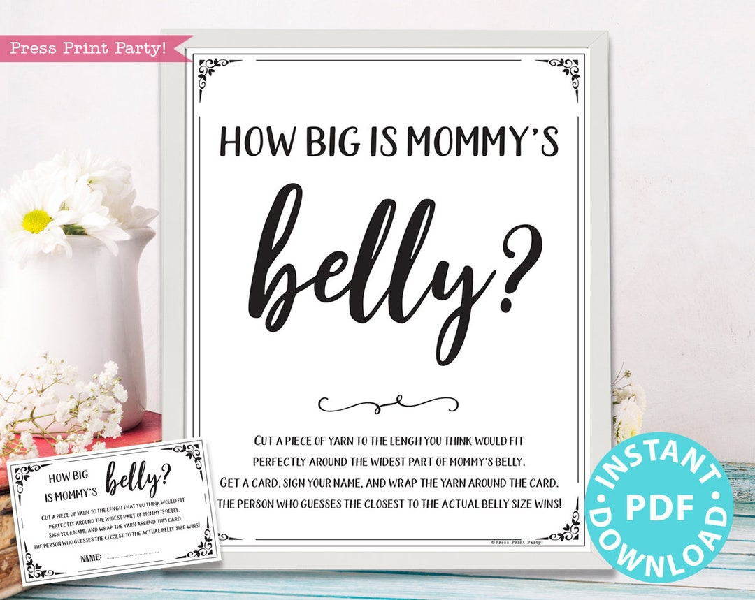 How Big Is Mommy'S Belly Sign Printable, Baby Shower Game Template within How Big Is Mommy's Belly Free Printable