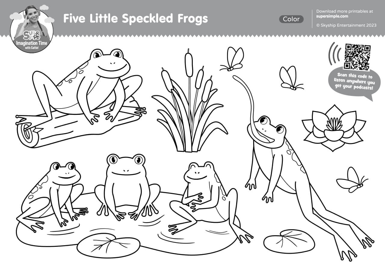 Imagination Time - Five Little Speckled Frogs Coloring Page intended for Five Green And Speckled Frogs Printable