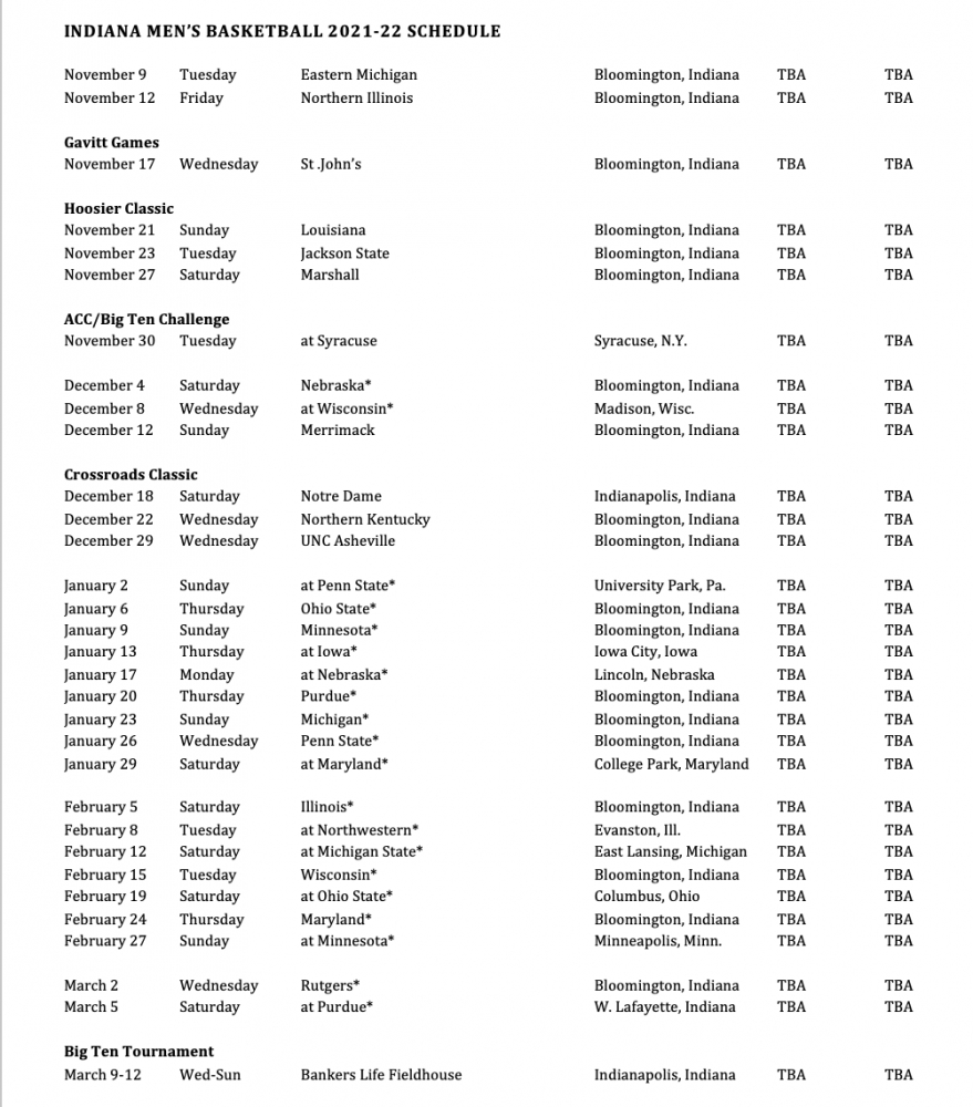 Indiana Men'S Basketball'S 2021-22 Schedule: A Breakdown throughout Iu Men's Basketball Printable Schedule