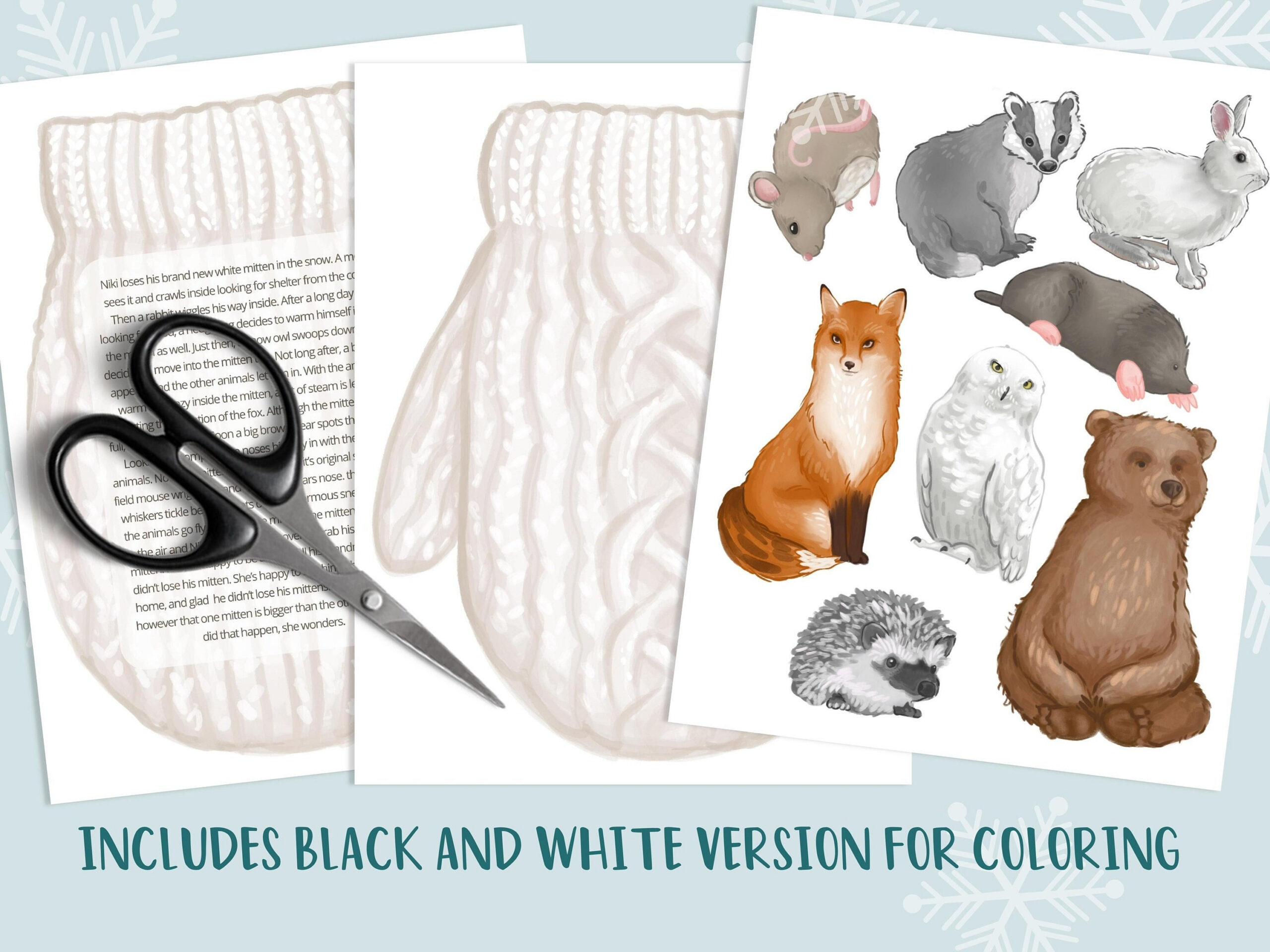 Jan Brett'S The Mitten Visual Aid, Lacing Card, And Coloring inside Animals From the Mitten Printables