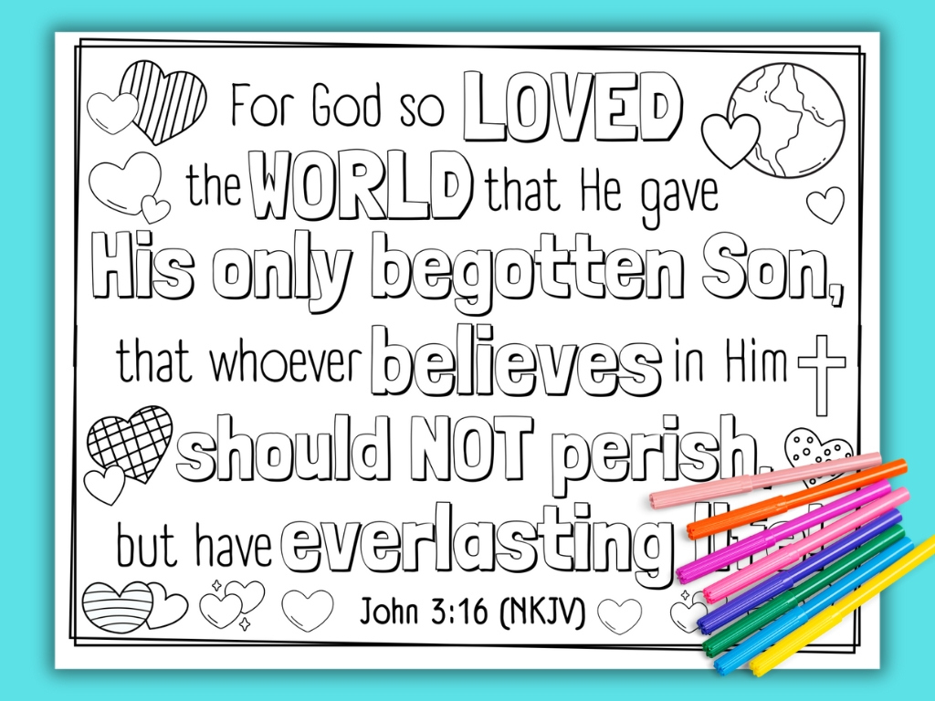 John 3:16 Coloring Pages (Nlt, Niv, Nkjv) – Deeper Kidmin within John 3 16 Free Printable