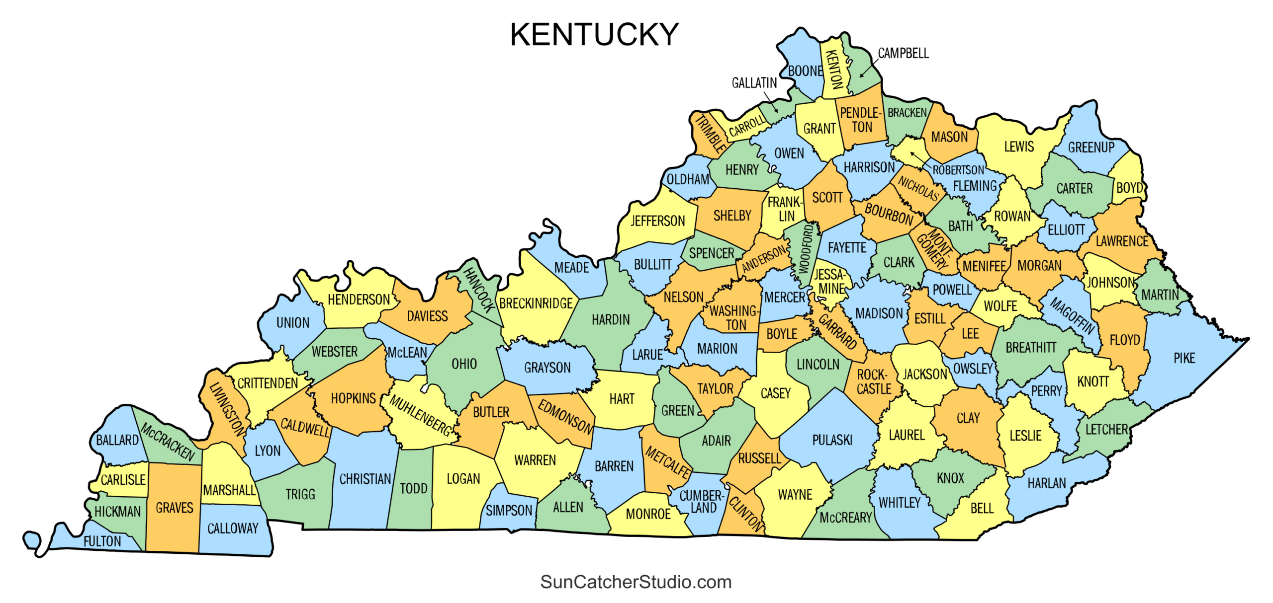Kentucky County Map (Printable State Map With County Lines) – Free with Printable Map Of Kentucky Counties