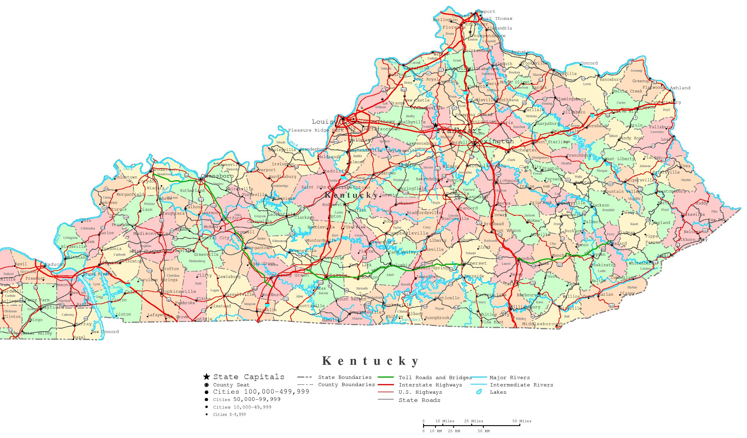 Kentucky Printable Map for Printable Map of Kentucky Counties