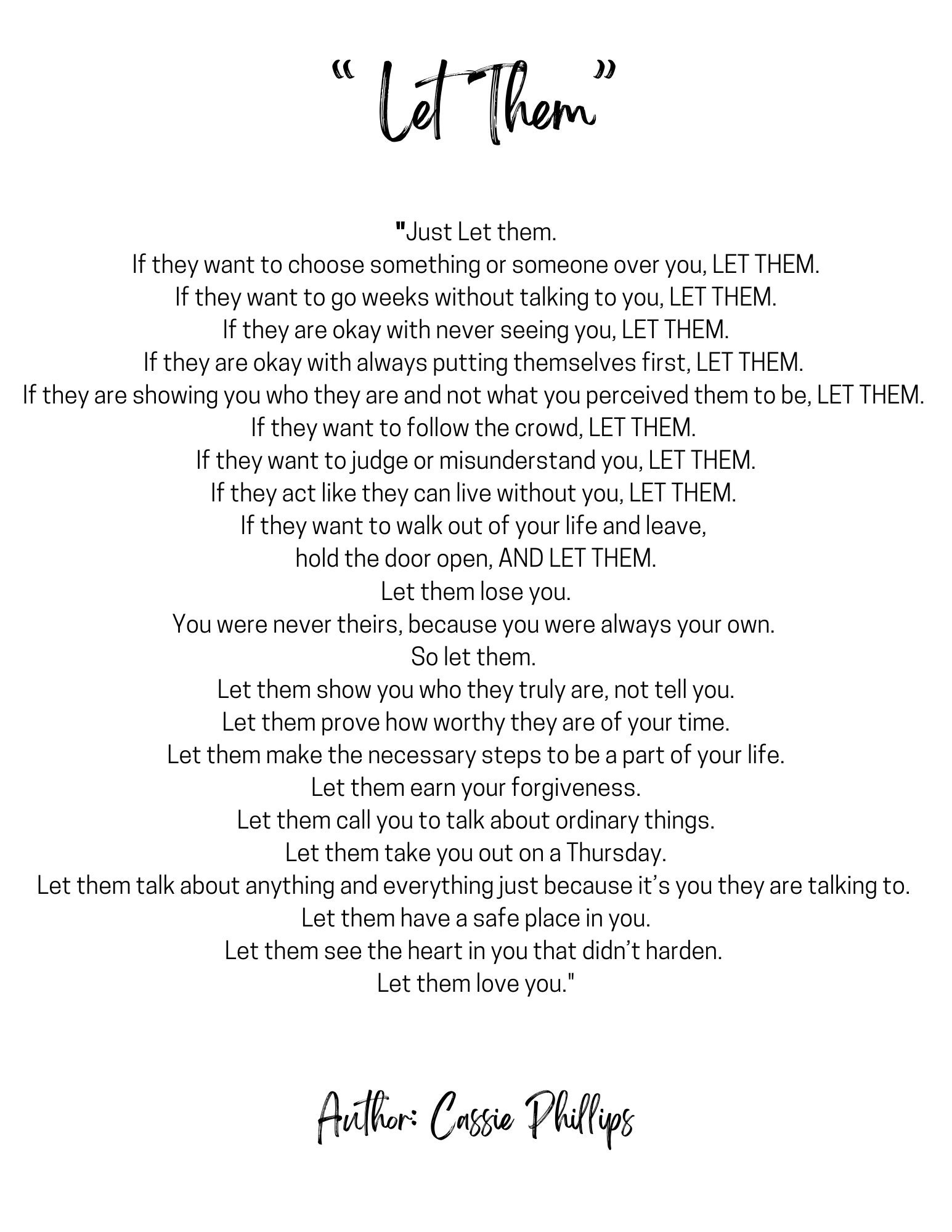 Let Them Poem 8.5X11 Digital Print - Etsy inside Printable Let Them Poem