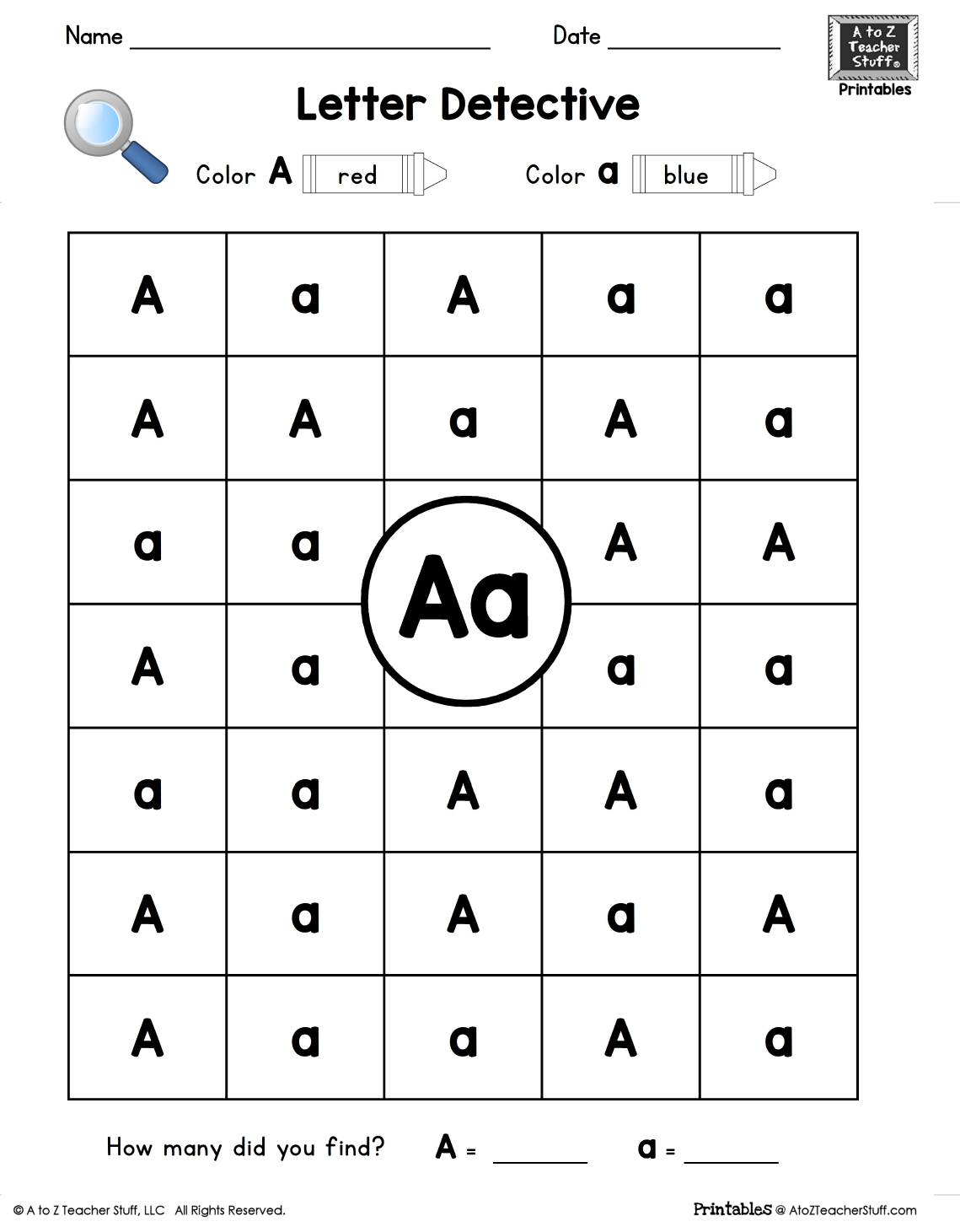 Letter A: Letter Detective Uppercase & Lowercase Visual with regard to A to Z Teacher Stuff Printables