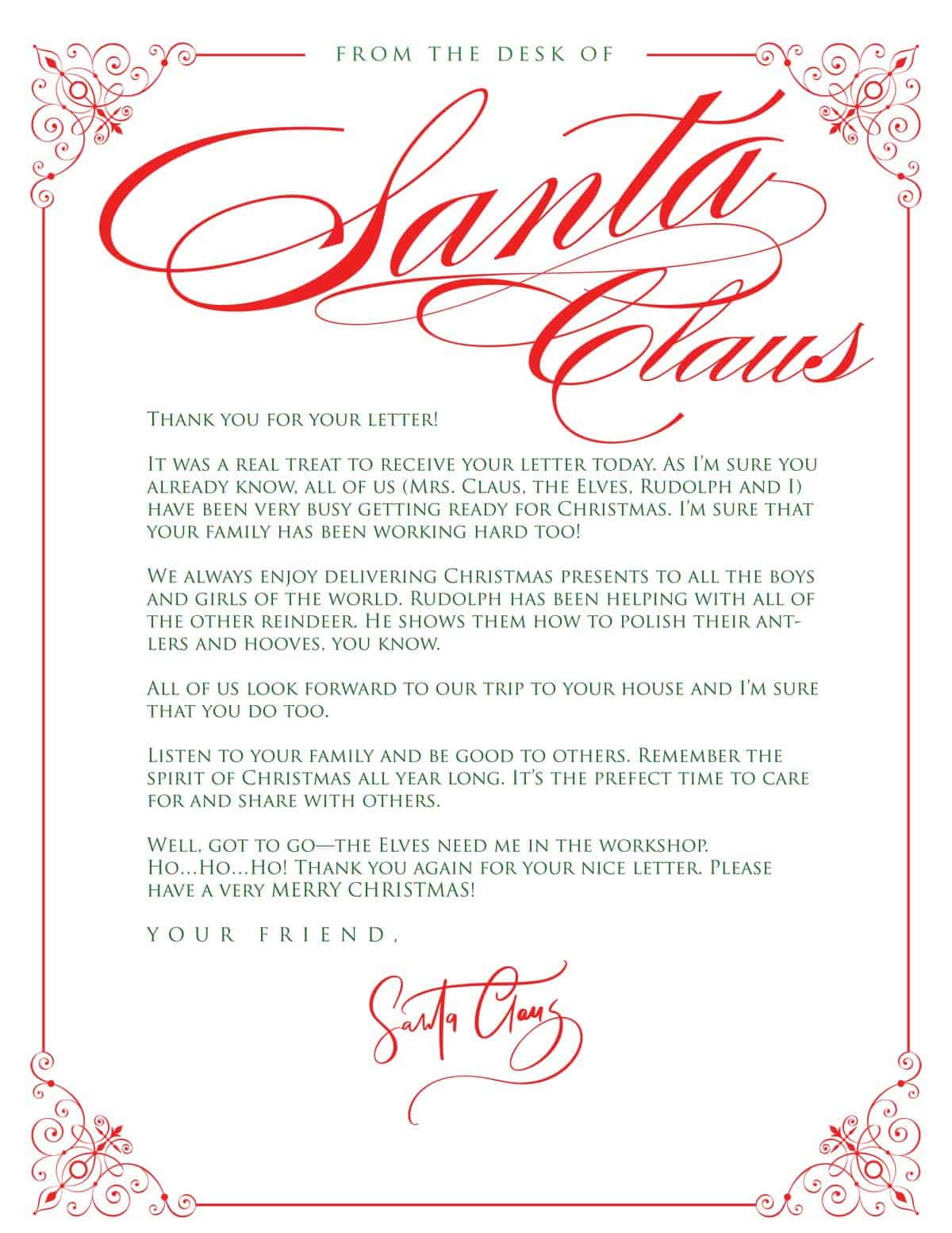 Letter From Santa Free Printable {Editable} | Skip To My Lou regarding Printable Letters From Santa Free