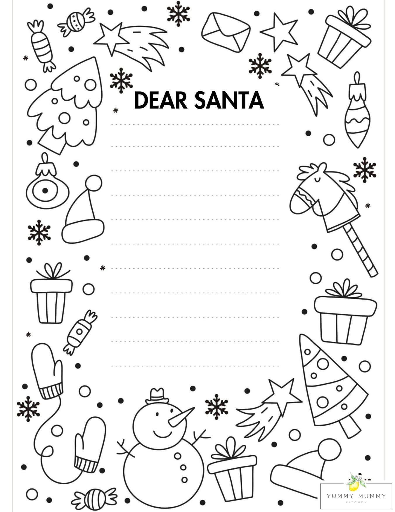 Letter To Santa Template - Free Printable Dear Santa Letters inside Free Printable Letter to Santa Template Black and White