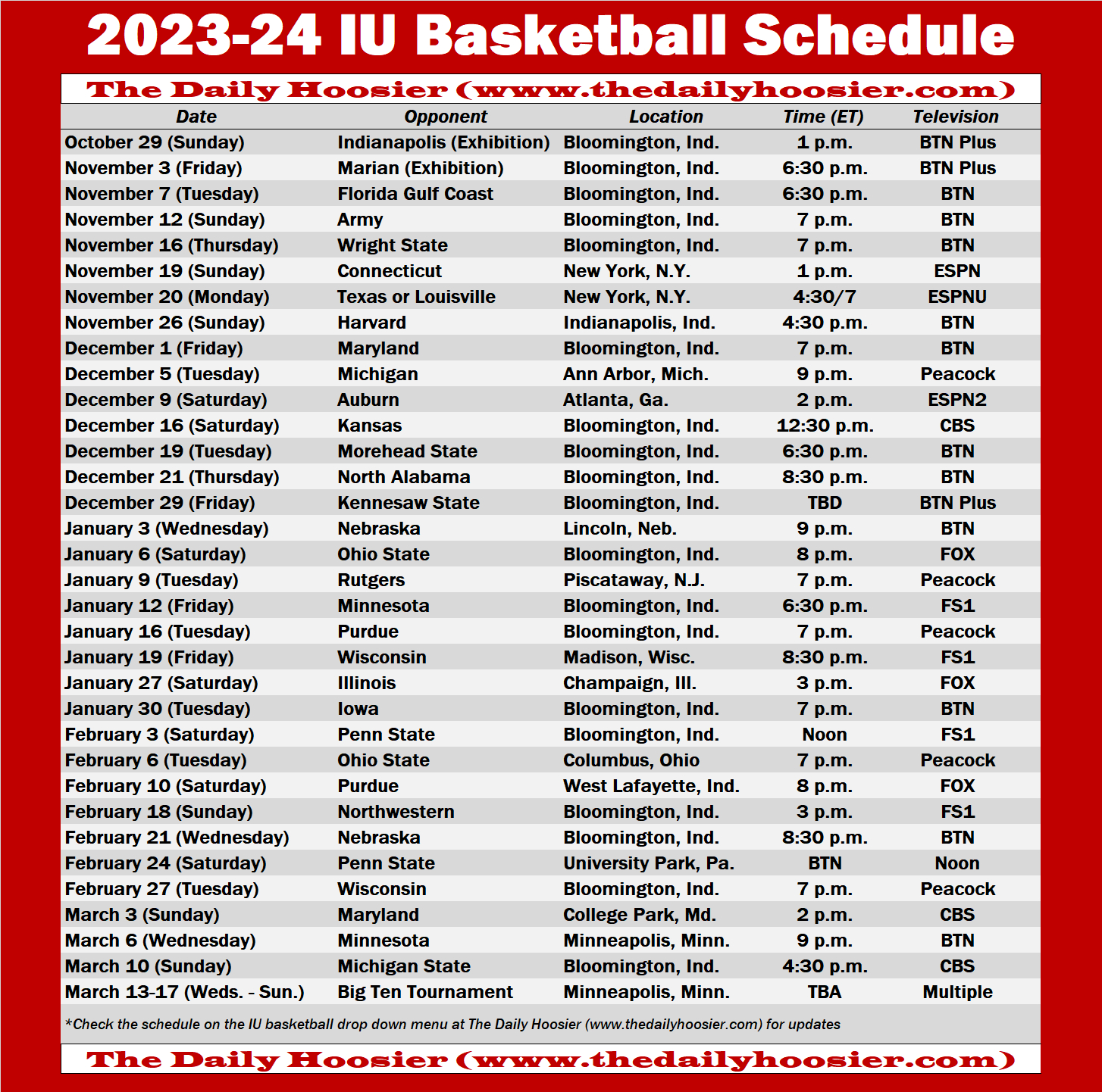 Look: Printable Edition Of The 2023-24 Iu Basketball Schedule regarding Printable Iu Men'S Basketball Schedule