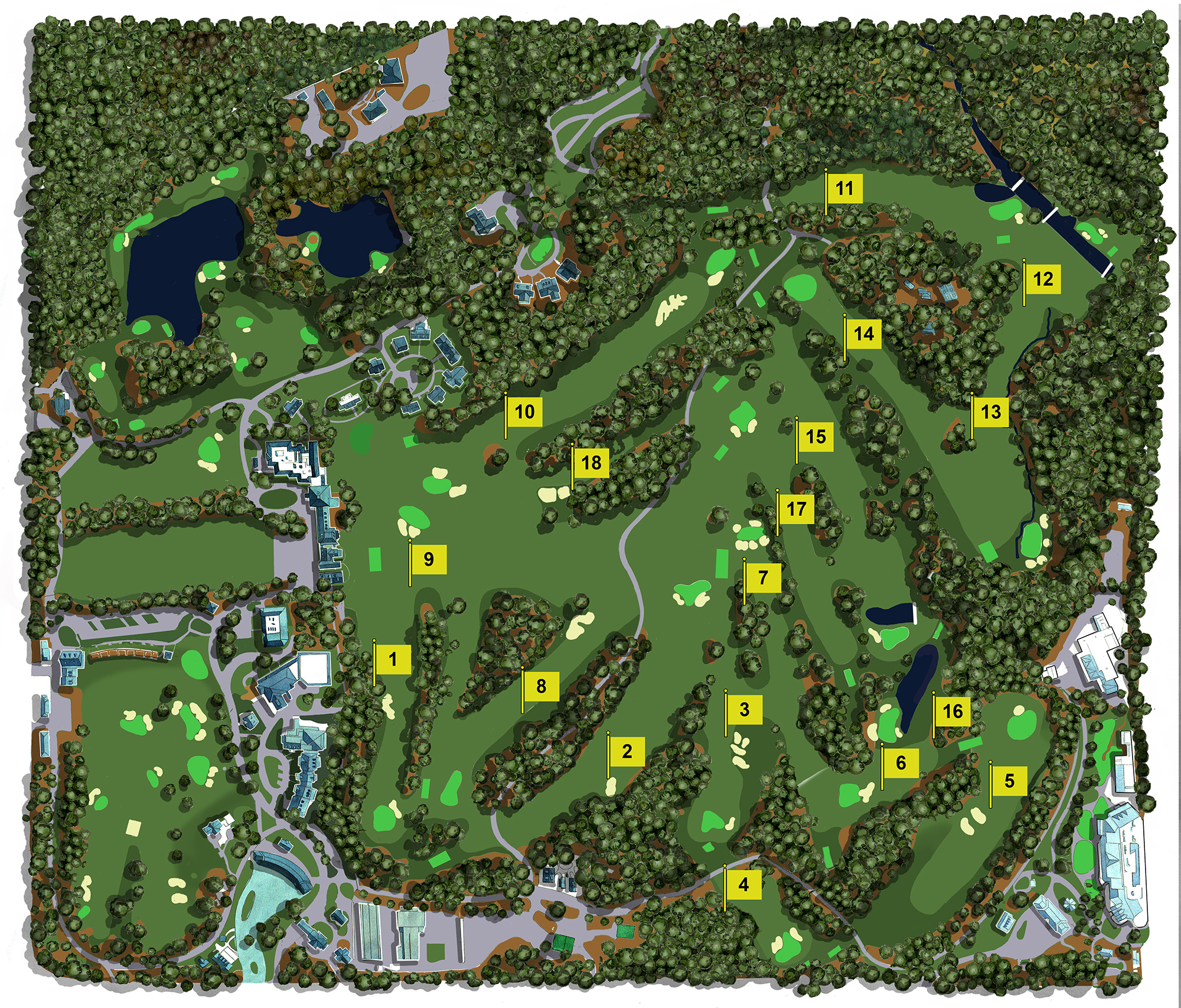 Map Illustration Of The Augusta National Golf Club Showing All The with regard to Augusta National Course Map Printable