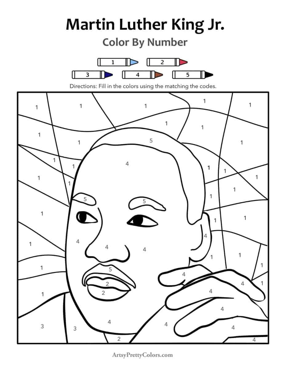 Martin Luther King Colornumber - Artsy Pretty Colors inside Martin Luther King Jr Printables