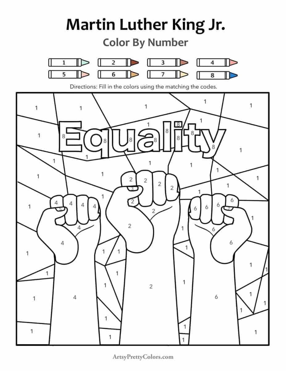 Martin Luther King Colornumber - Artsy Pretty Colors pertaining to Martin Luther King Jr Printables