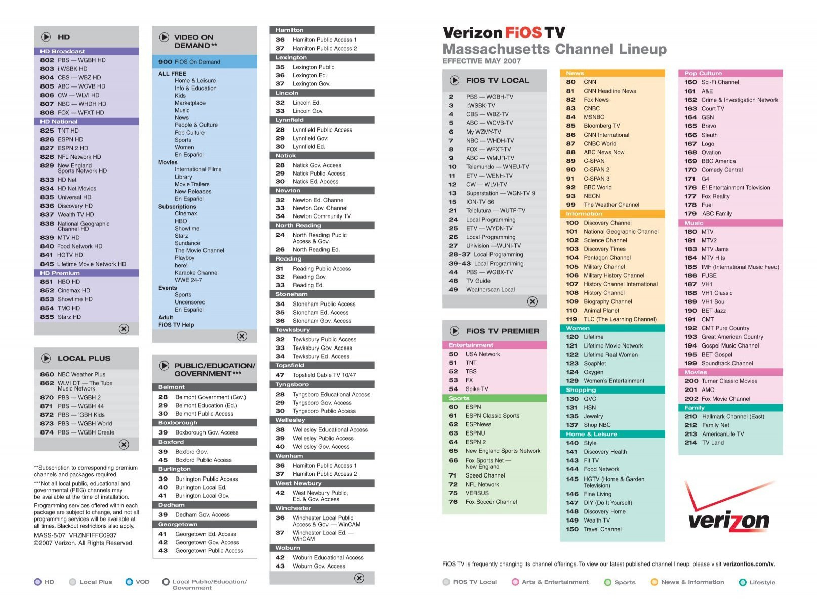 Massachusetts Channel Lineup - Verizon within Verizon Tv Channels List Printable